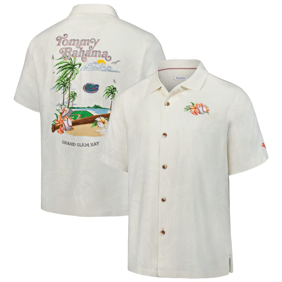 Men's Tommy Bahama White Florida Gators Grand Slam Bay Camp Button-Up Shirt - image 1
