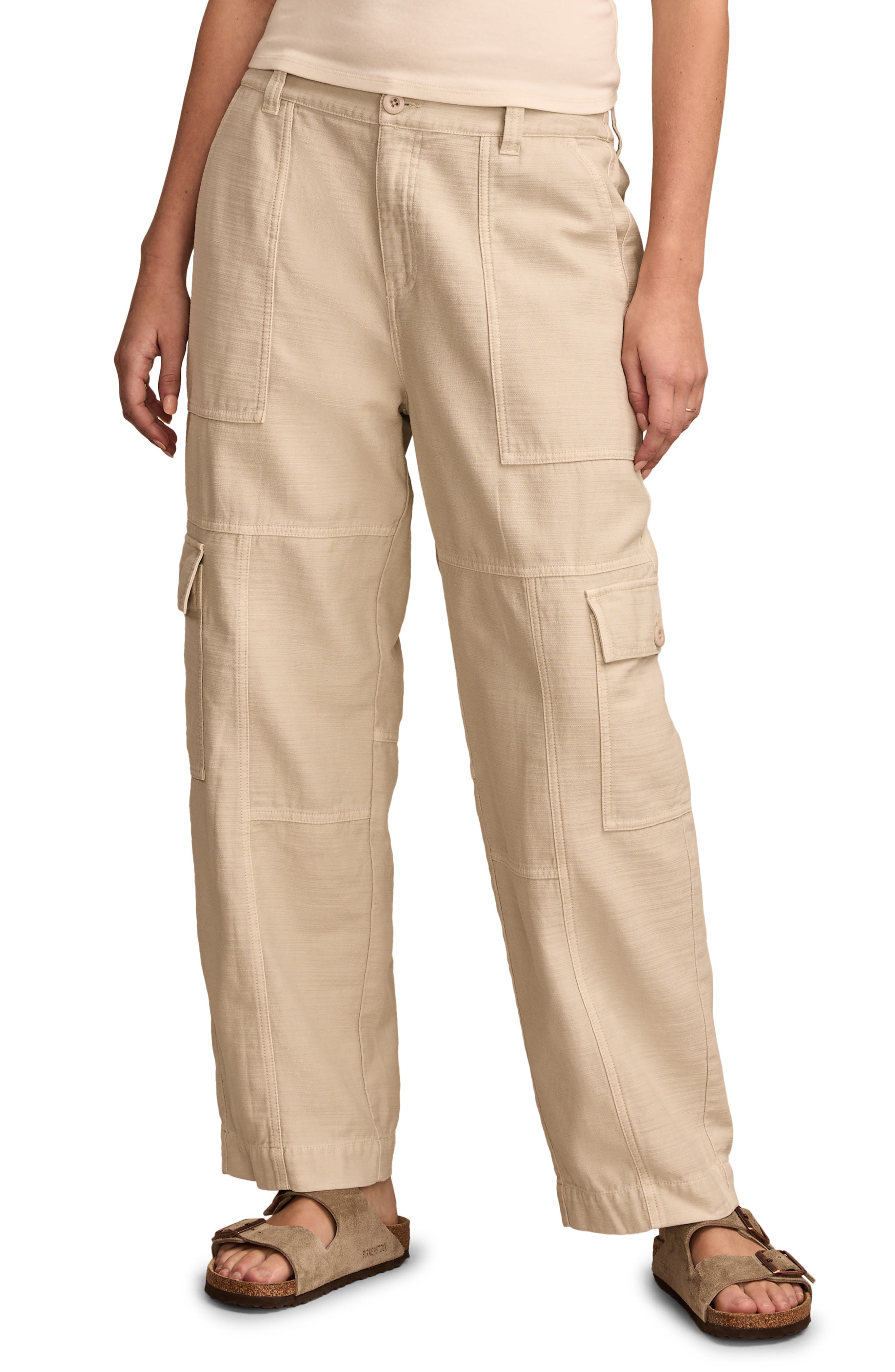 Straight Leg Slub Cargo Pants - image 1