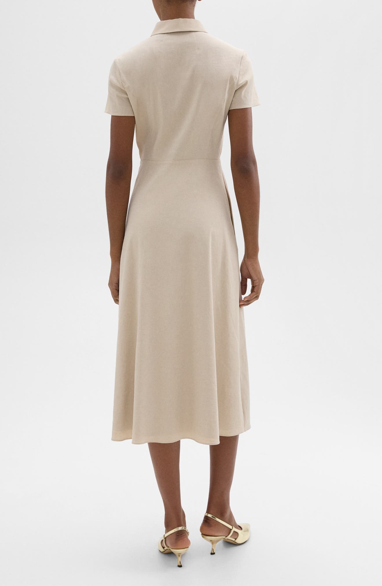 Short Sleeve Linen Blend Midi Shirtdress - image 2