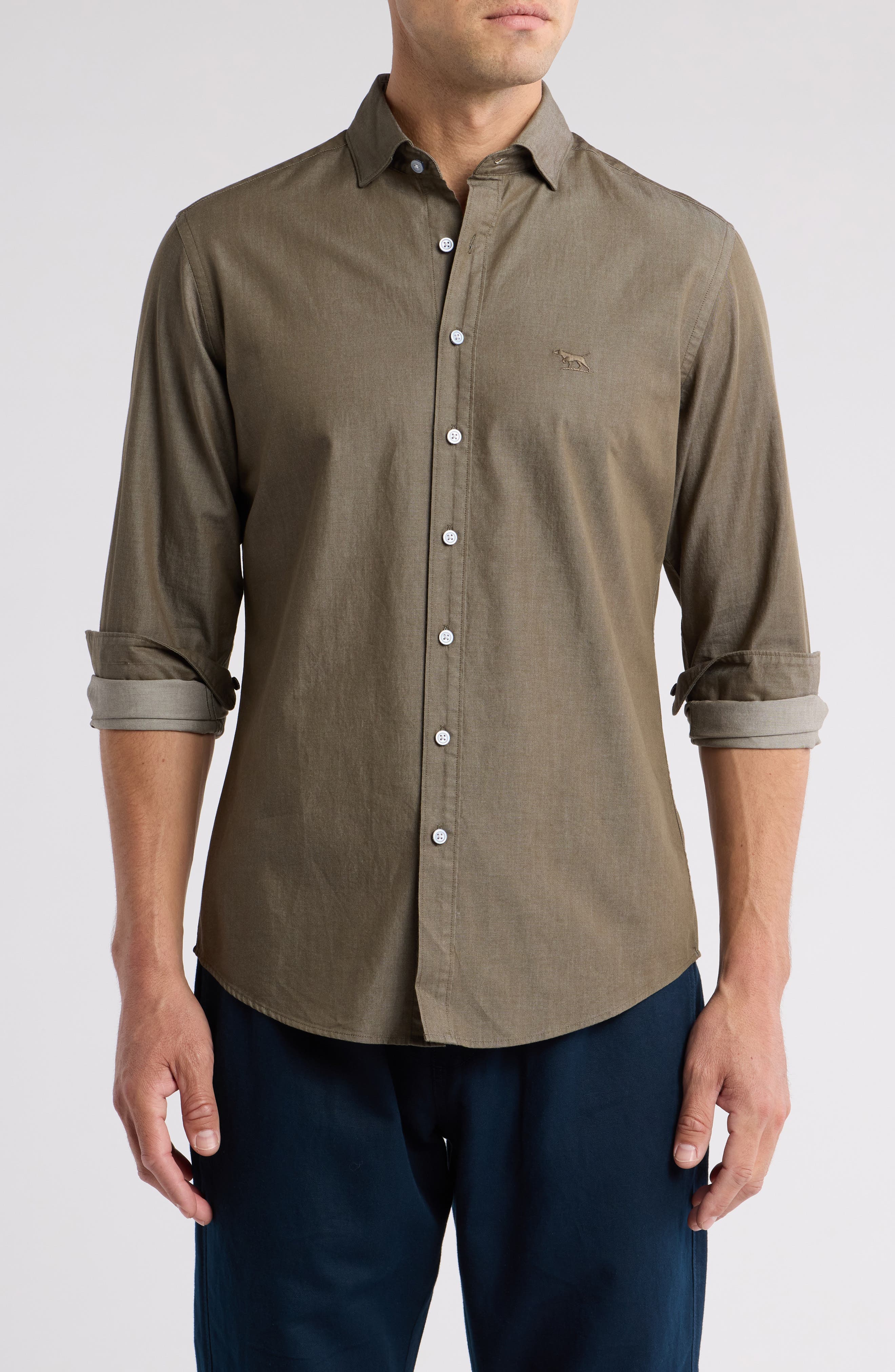 Sunrise Beach Sports Fit Cotton Button-Up Shirt - image 1