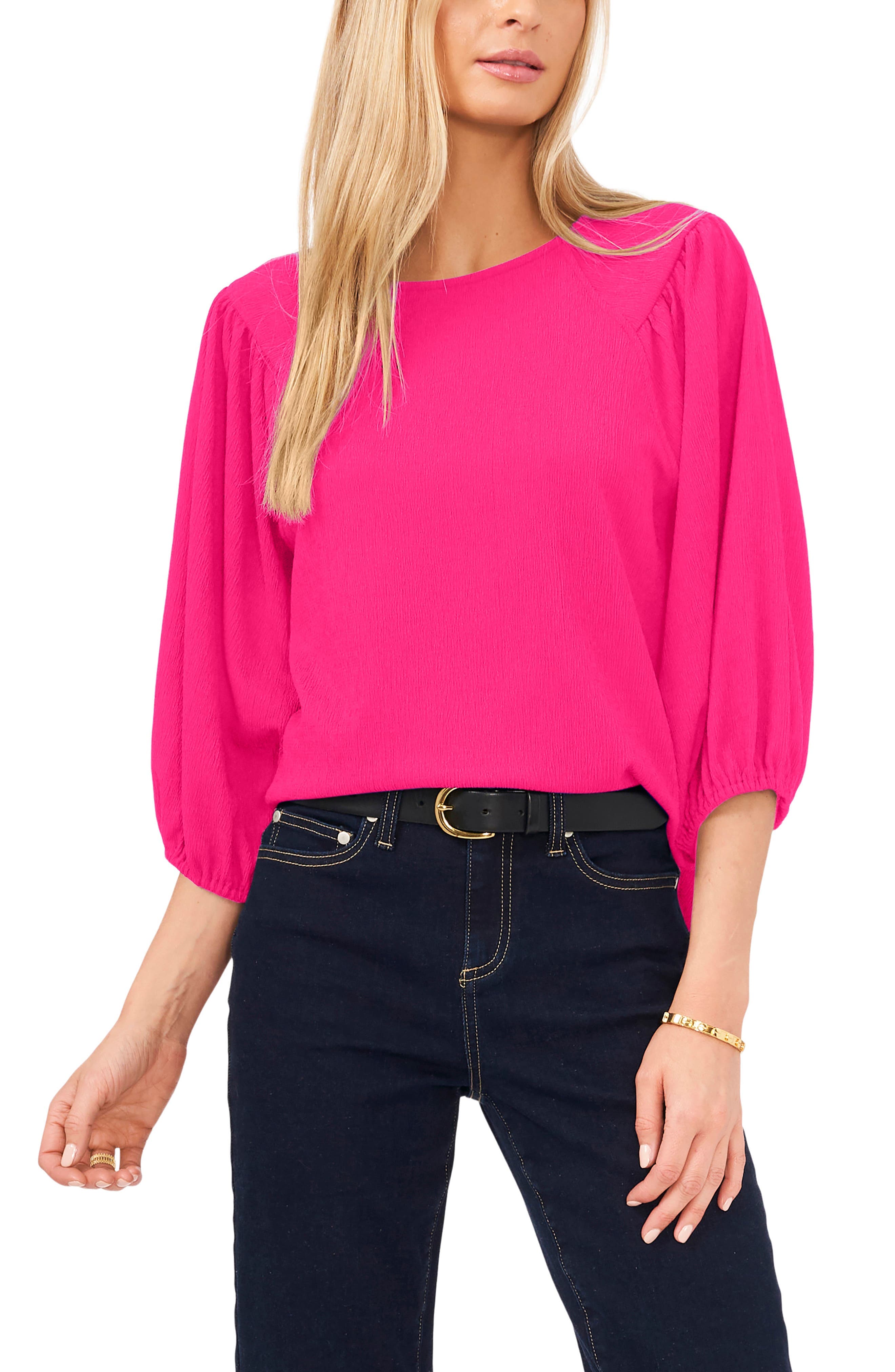 Crinkled Puff Three-Quarter Sleeve Top - image 1