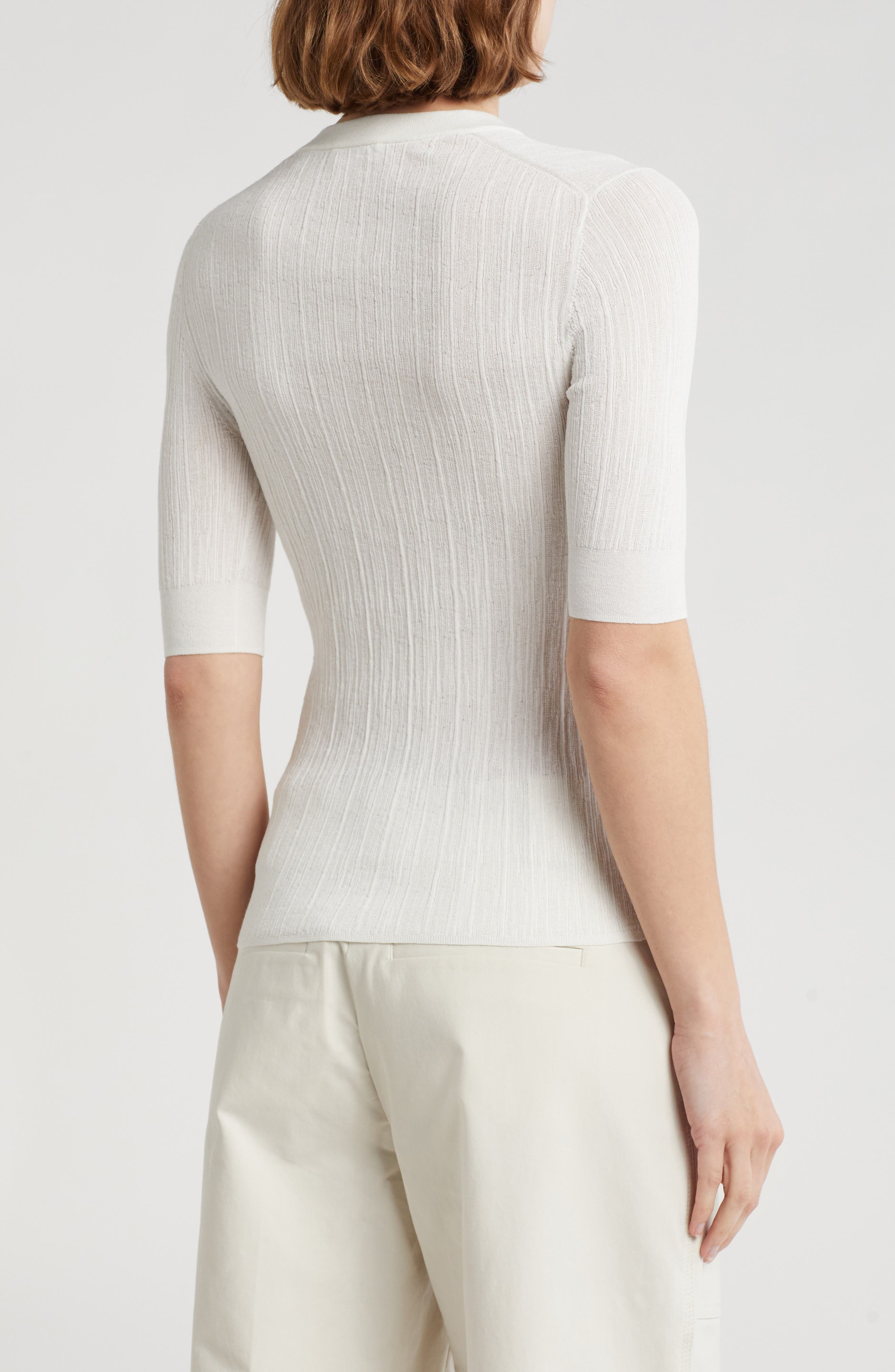 Fisher Stripe Rib Cotton Blend Top - image 2