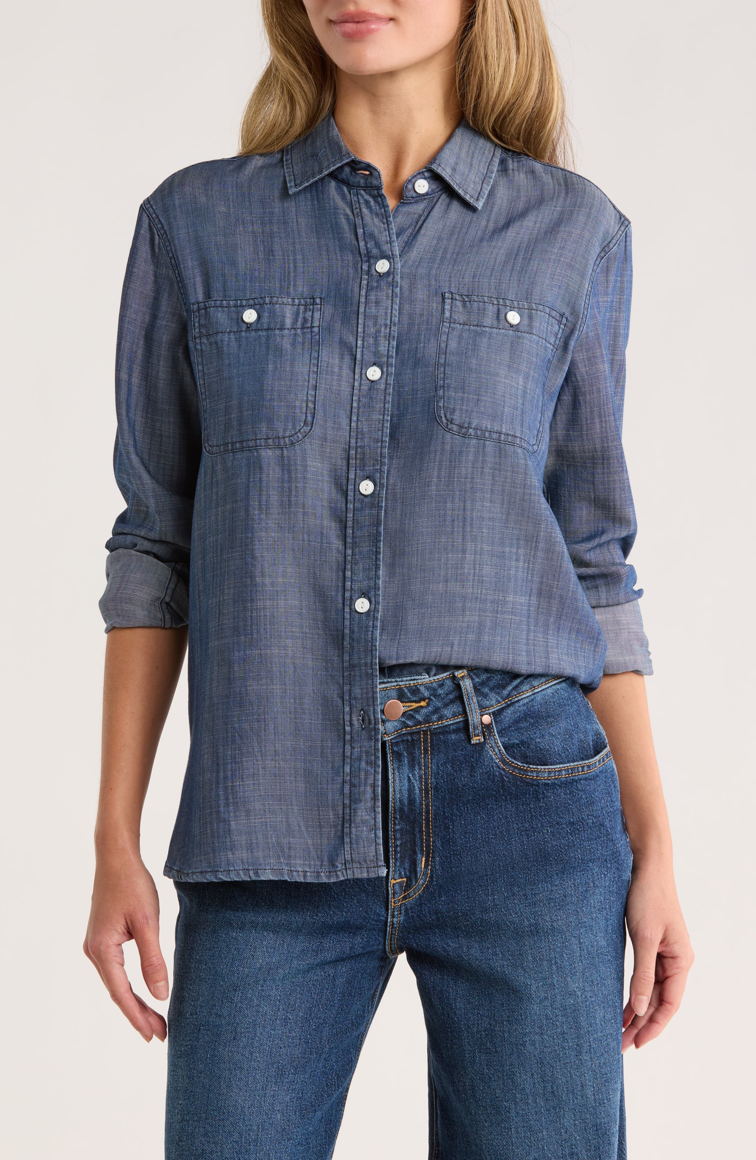 Loose Fit Denim Button-Up Shirt - image 1