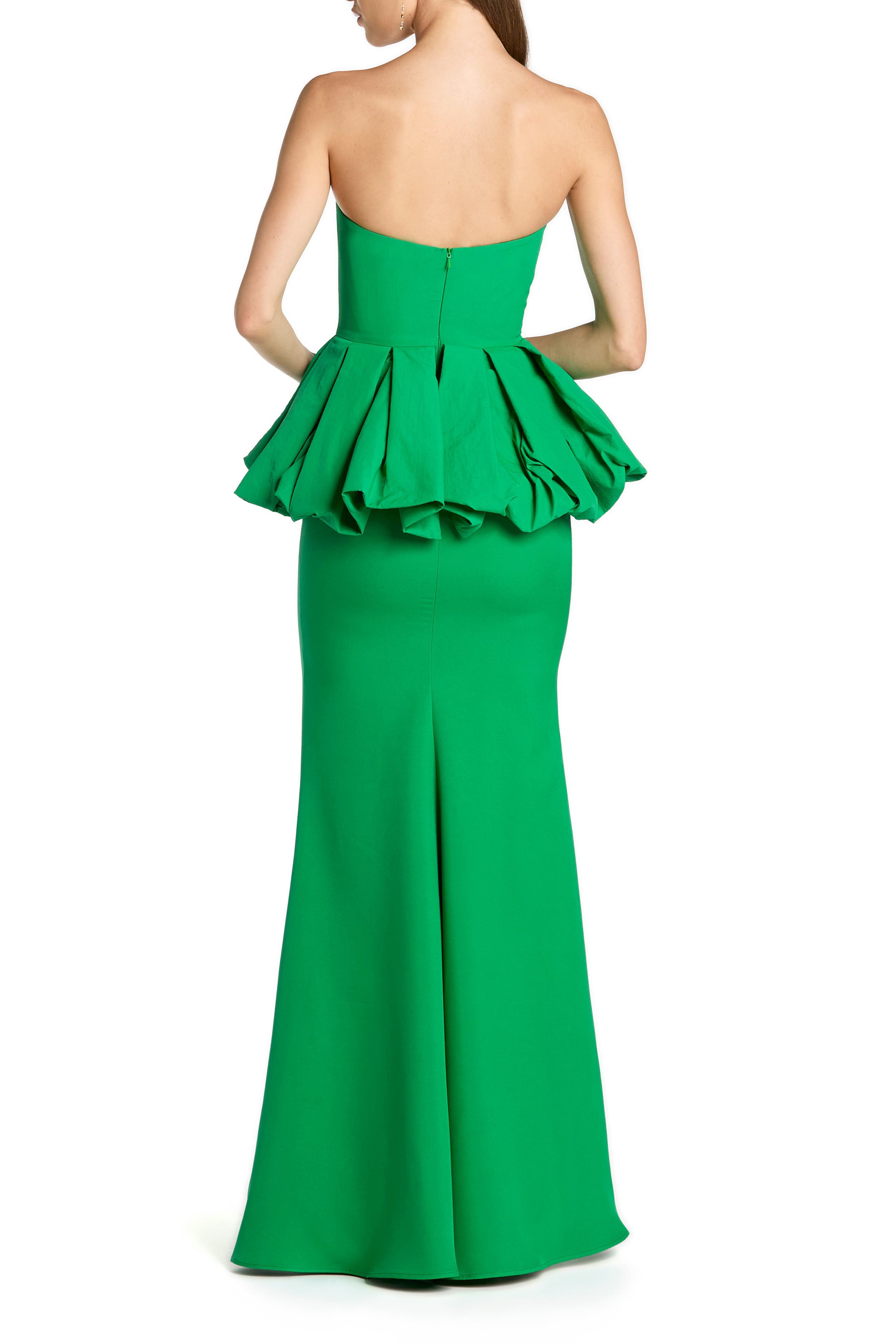Strapless Peplum Trumpet Gown with Faille Bodice and Crepe Skirt - image 2