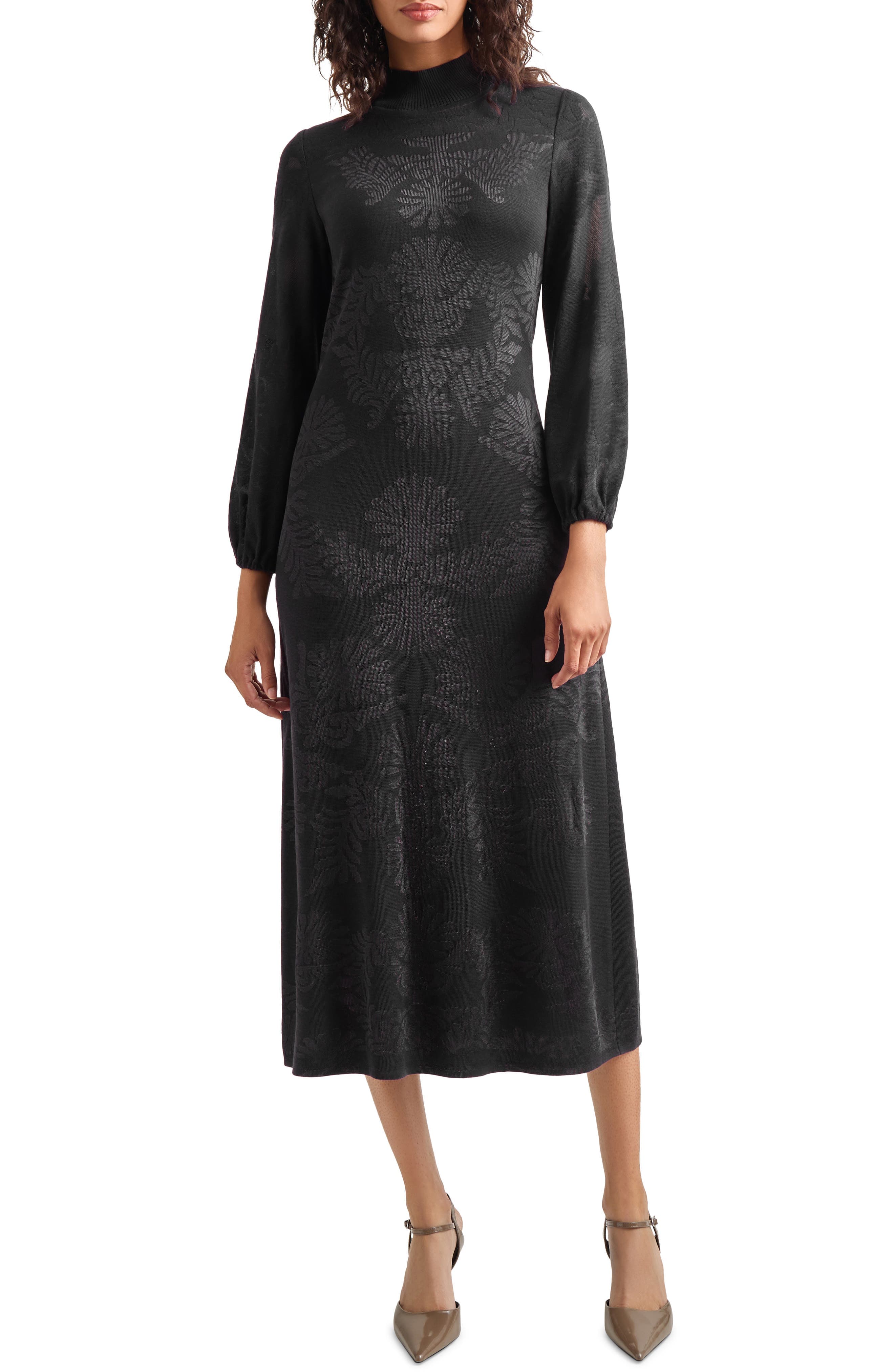 Long Sleeve Burnout Dress - image 1
