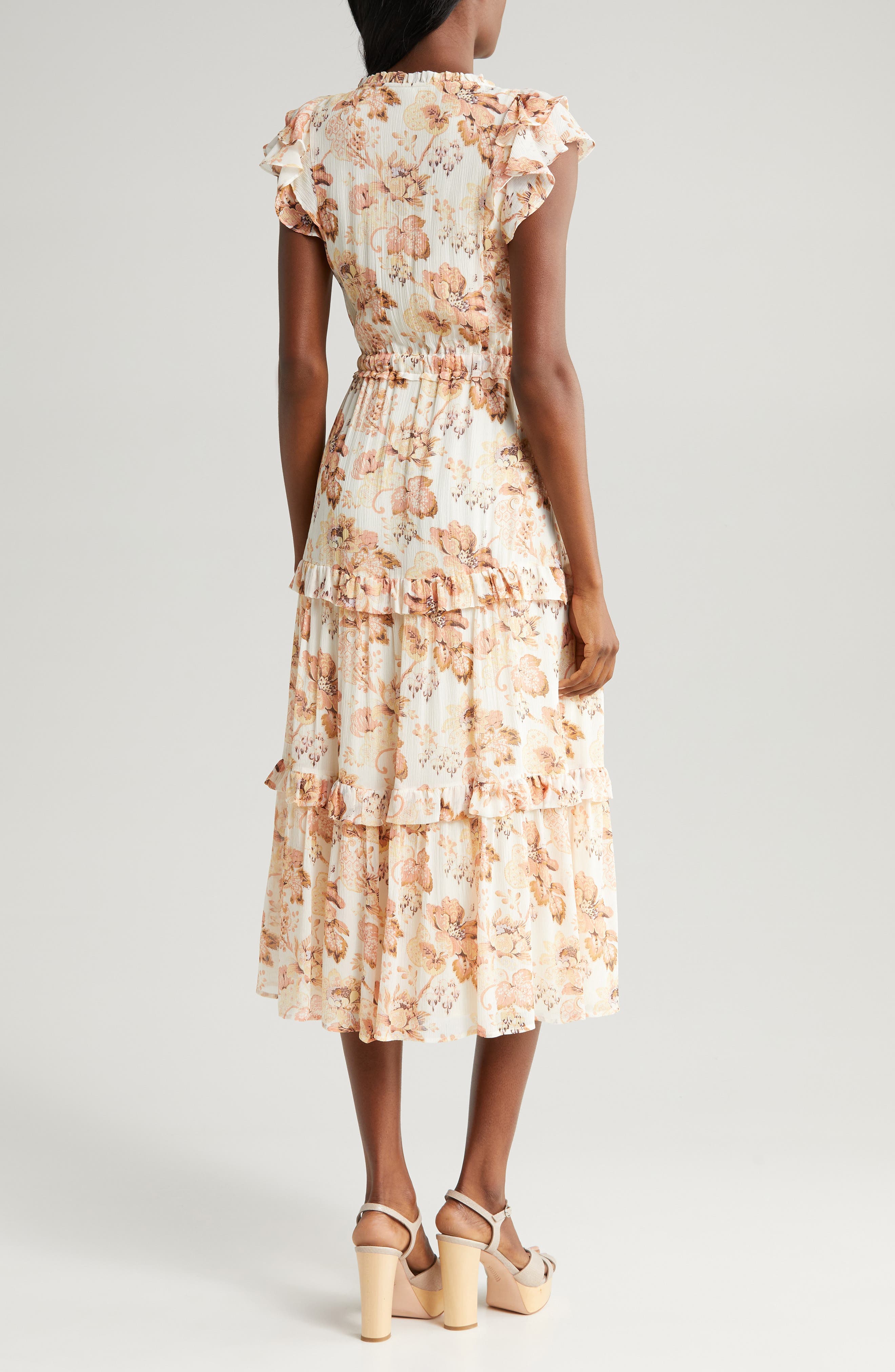 Rozlyn Floral Tiered Silk Midi Dress - image 2