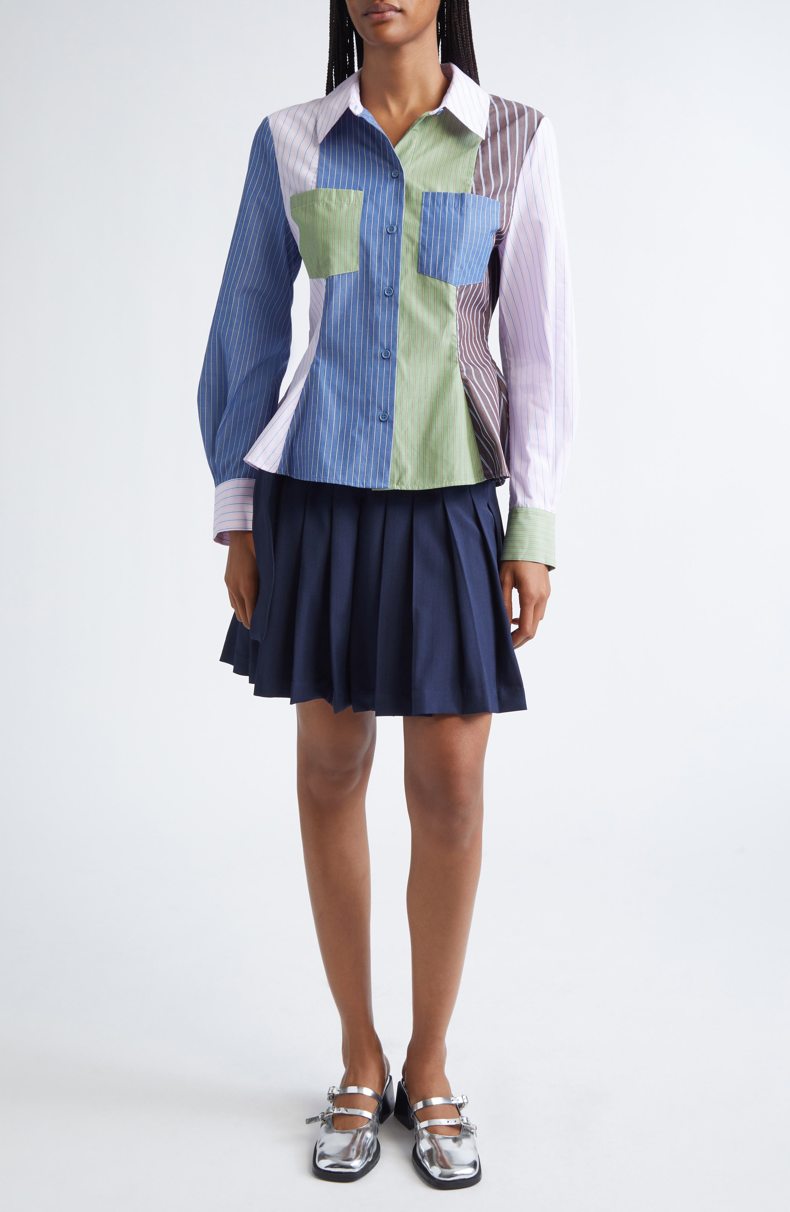 Stripe Peplum Organic Cotton Shirt - image 2