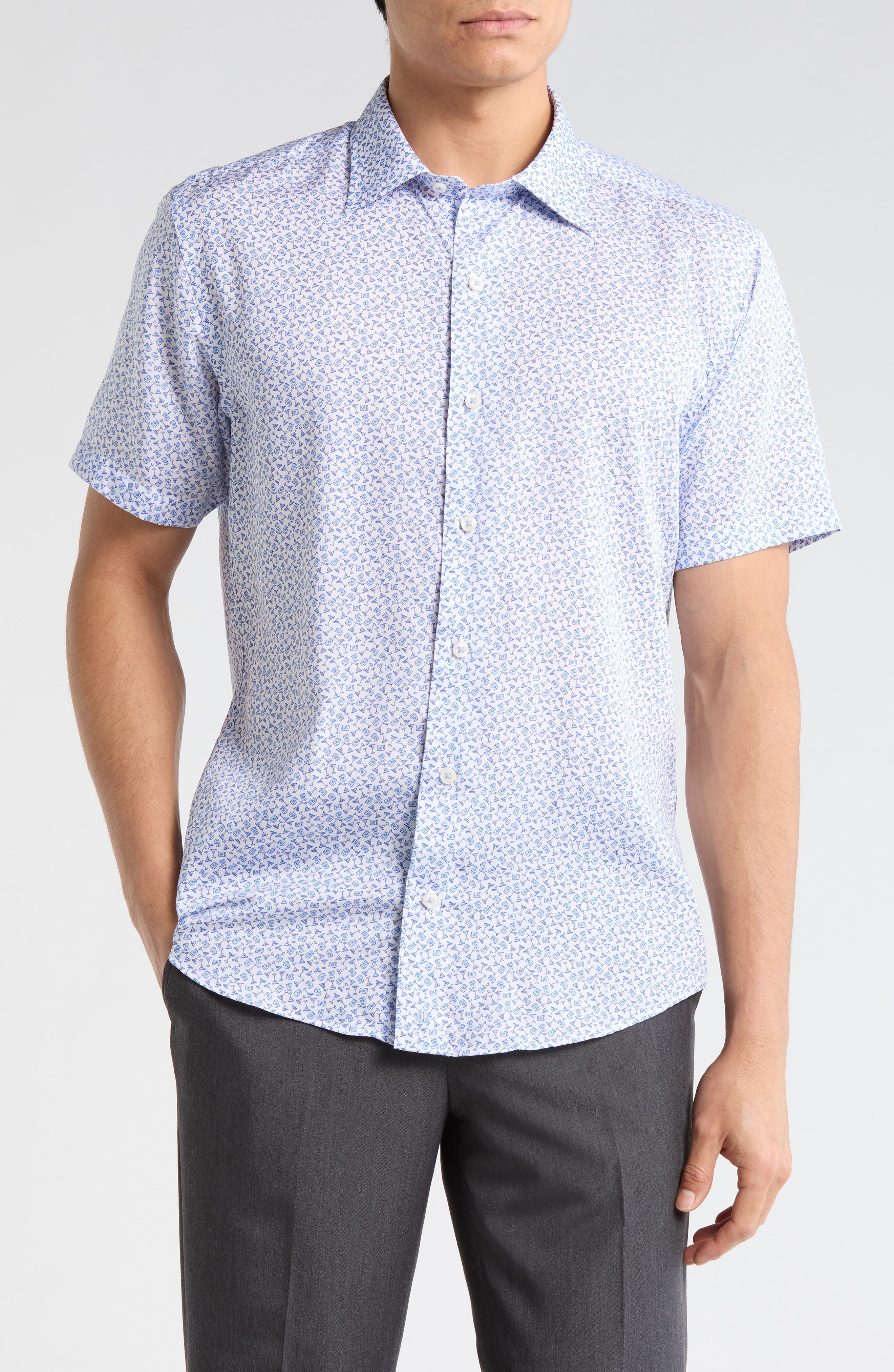 Neat Print Short Sleeve Shirt - image 1