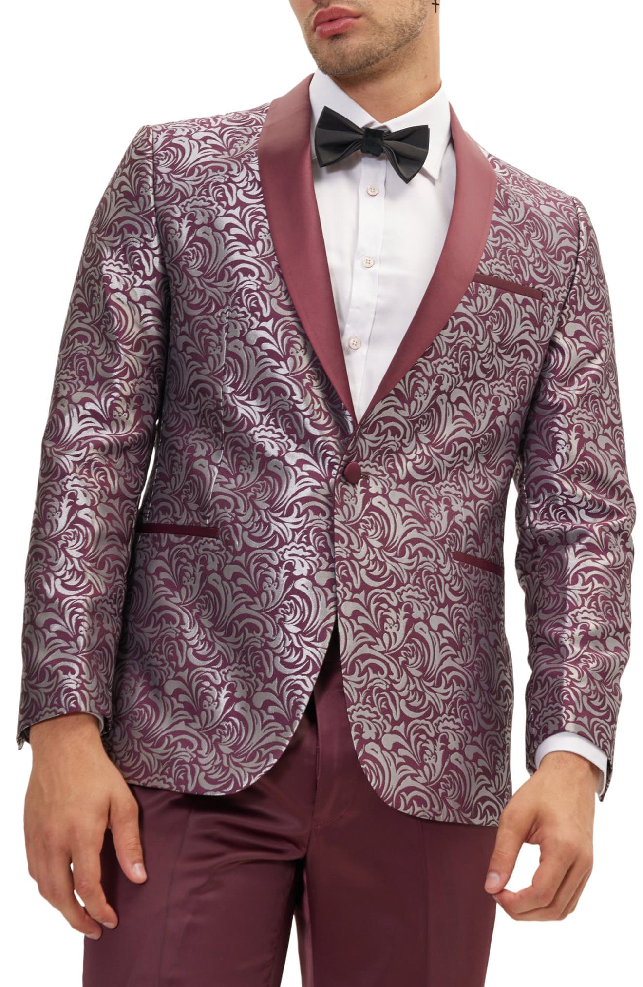 Metallic Paisley Pattern Tuxedo Jacket - image 1