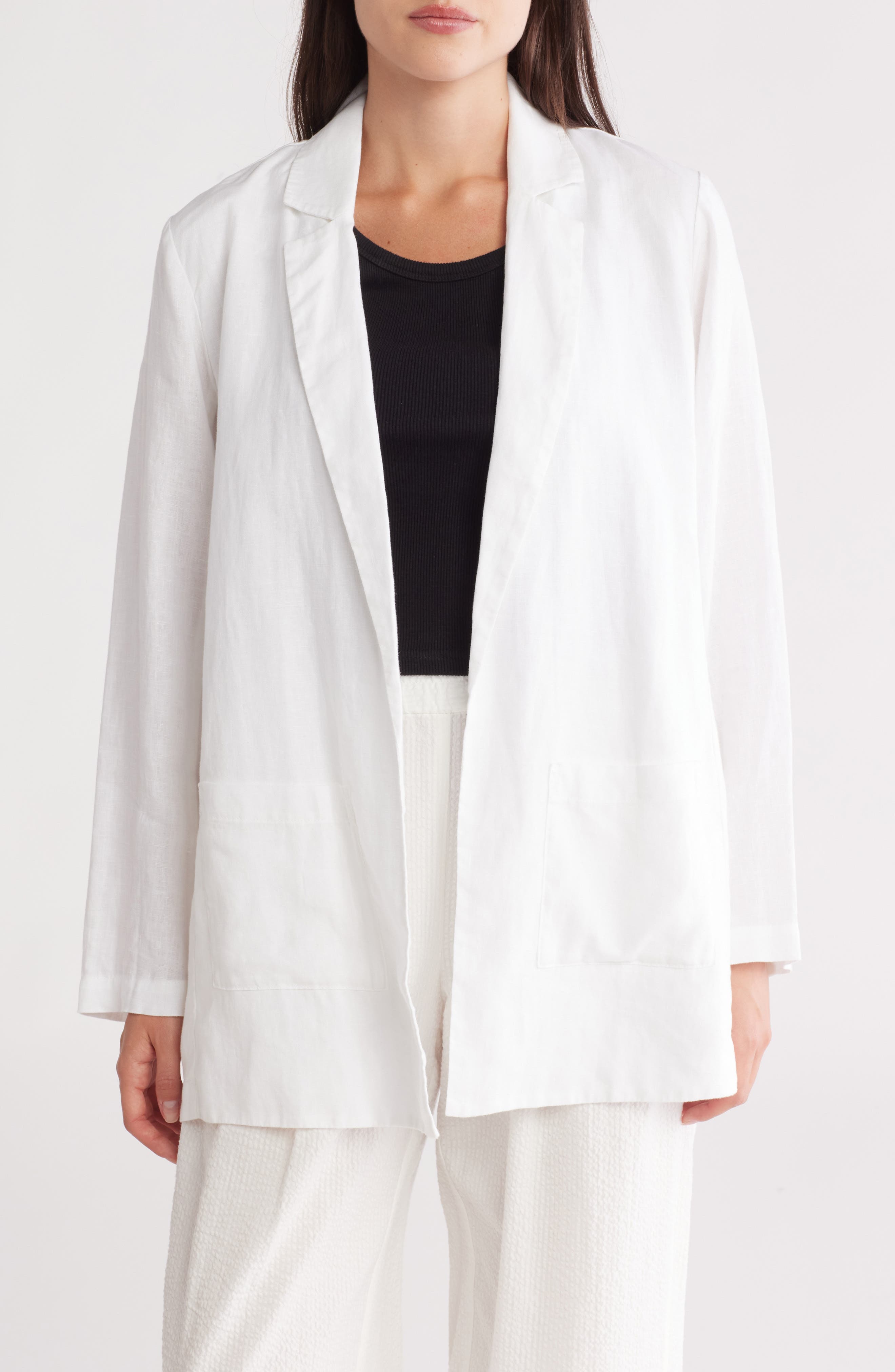 Notch Collar Organic Linen Long Blazer - image 1