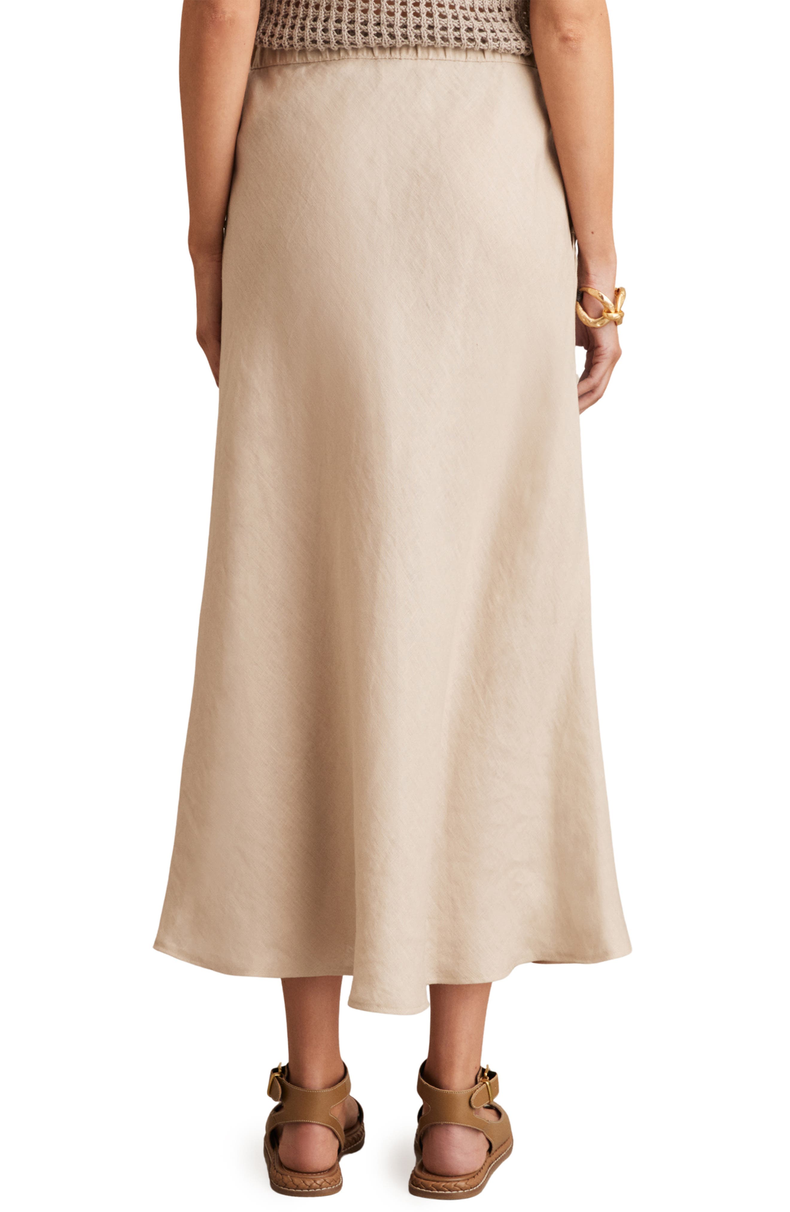 Roxi Drawstring Waist Linen Midi Skirt - image 2