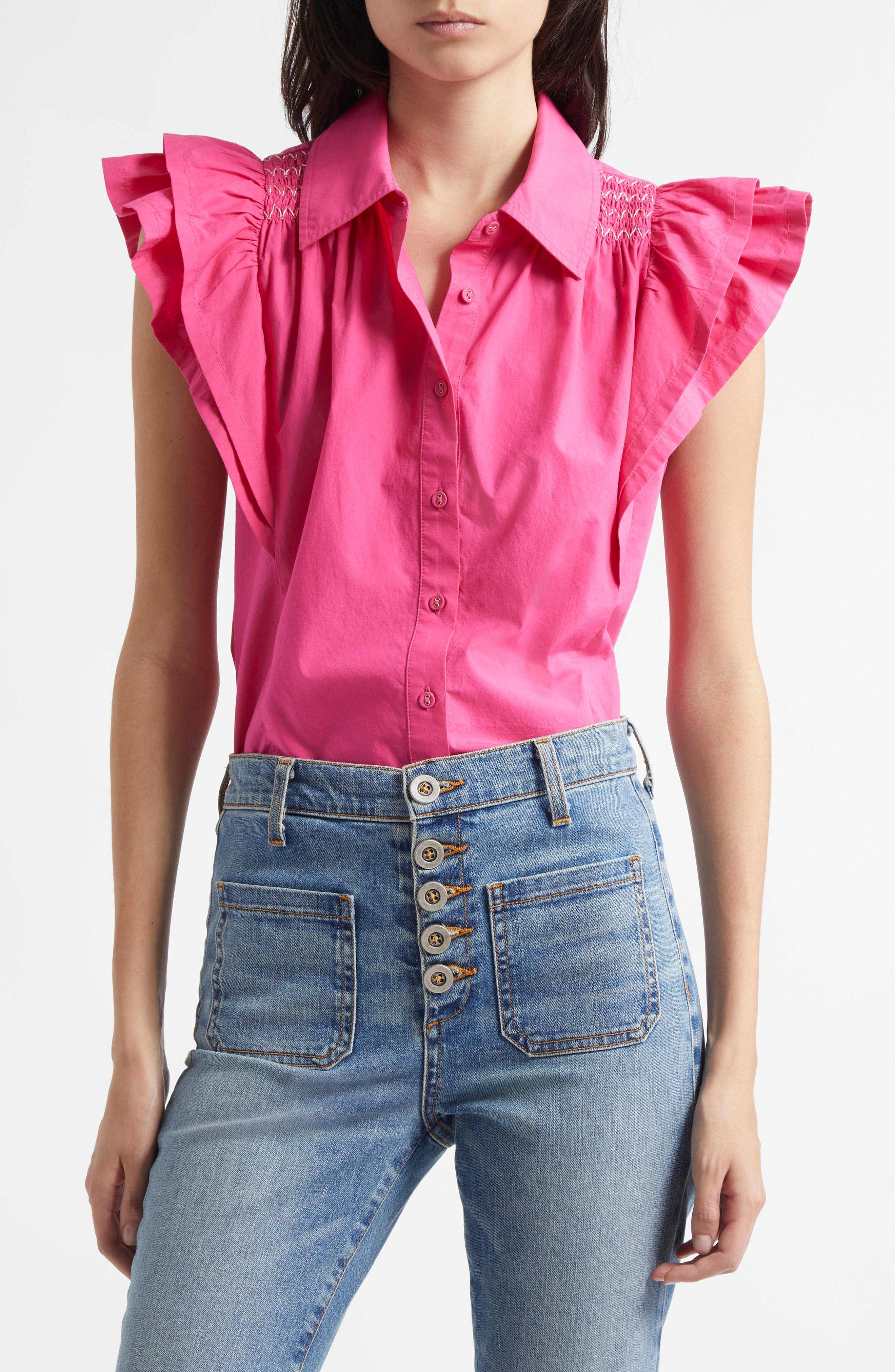 Marceline Flutter Sleeve Cotton Shirt - image 1