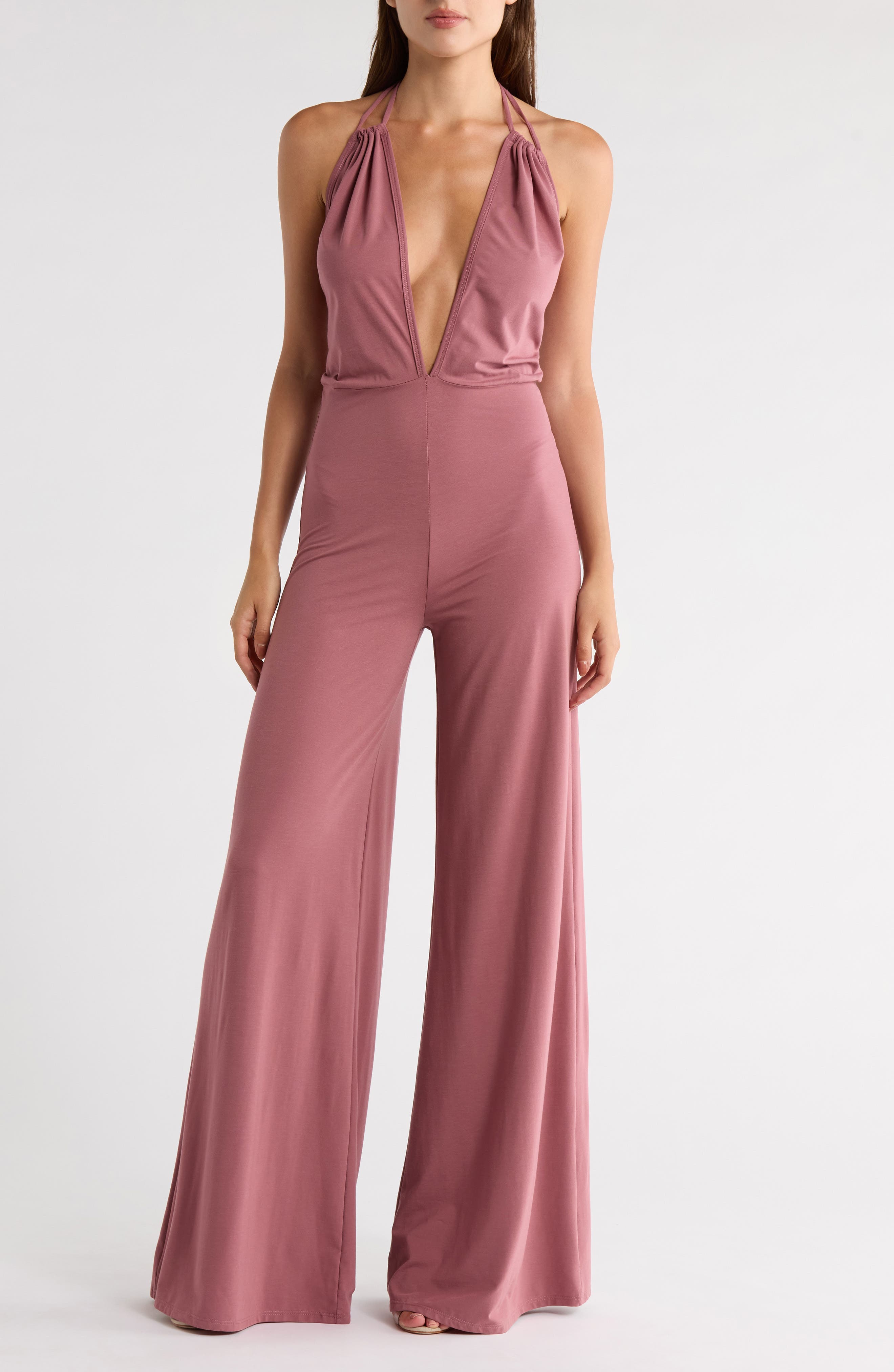 Strappy Plunge Halter Jumpsuit - image 1