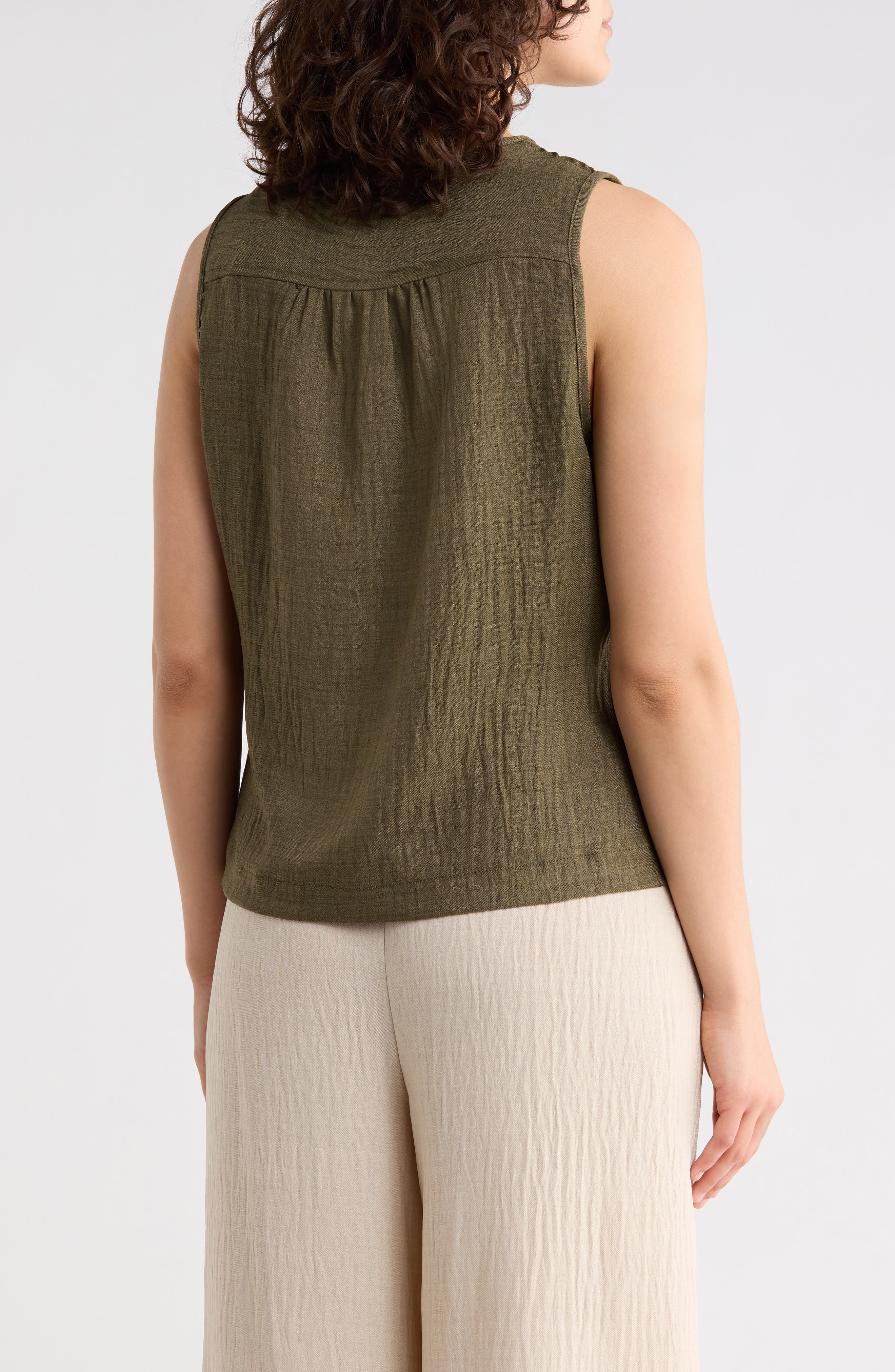 Pintuck Crinkle Sleeveless Top - image 2