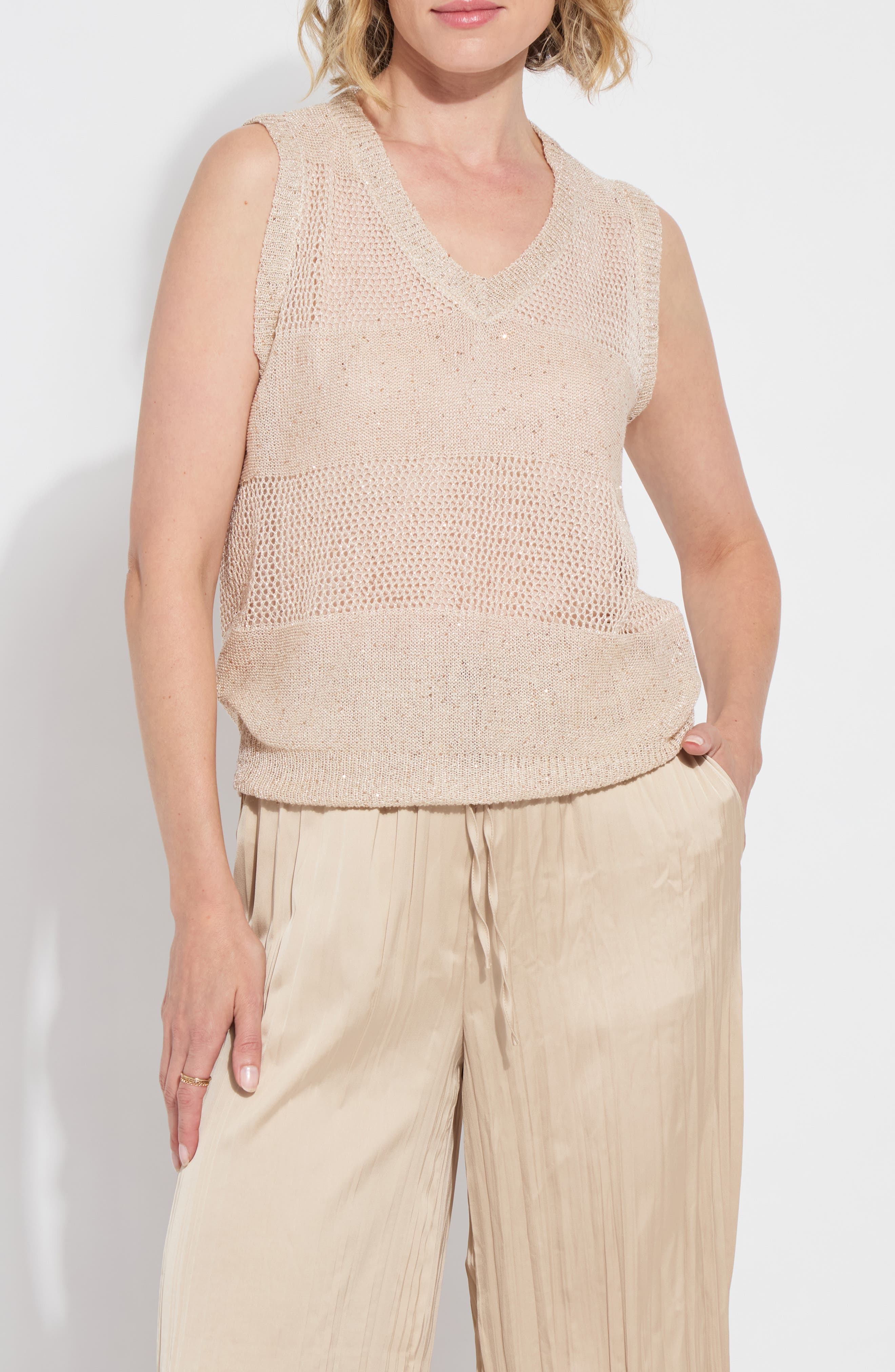 Bria Sequin V-Neck Sleeveless Sweater - image 1