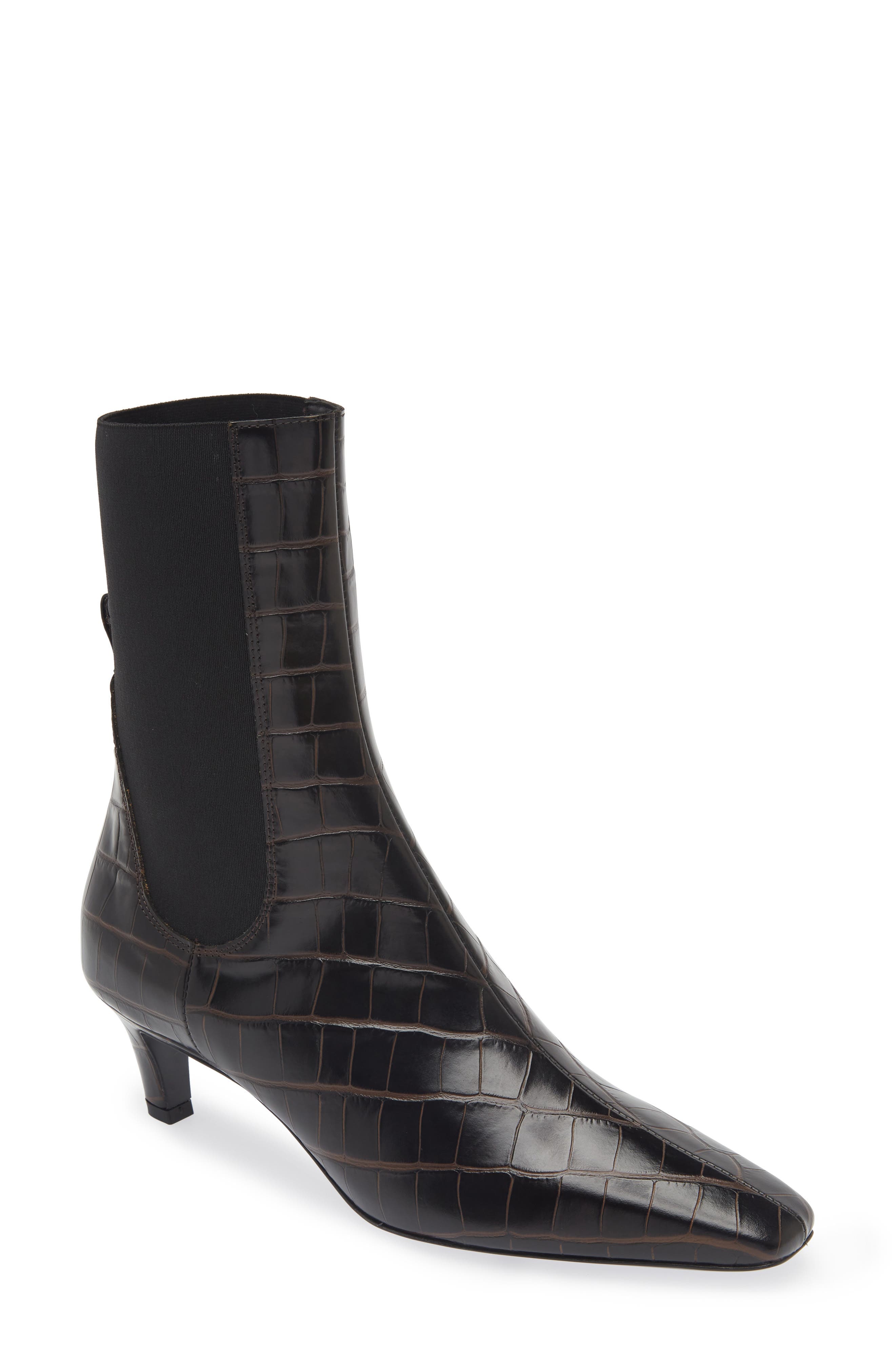 Croc Embossed Kitten Heel Chelsea Boot - image 1