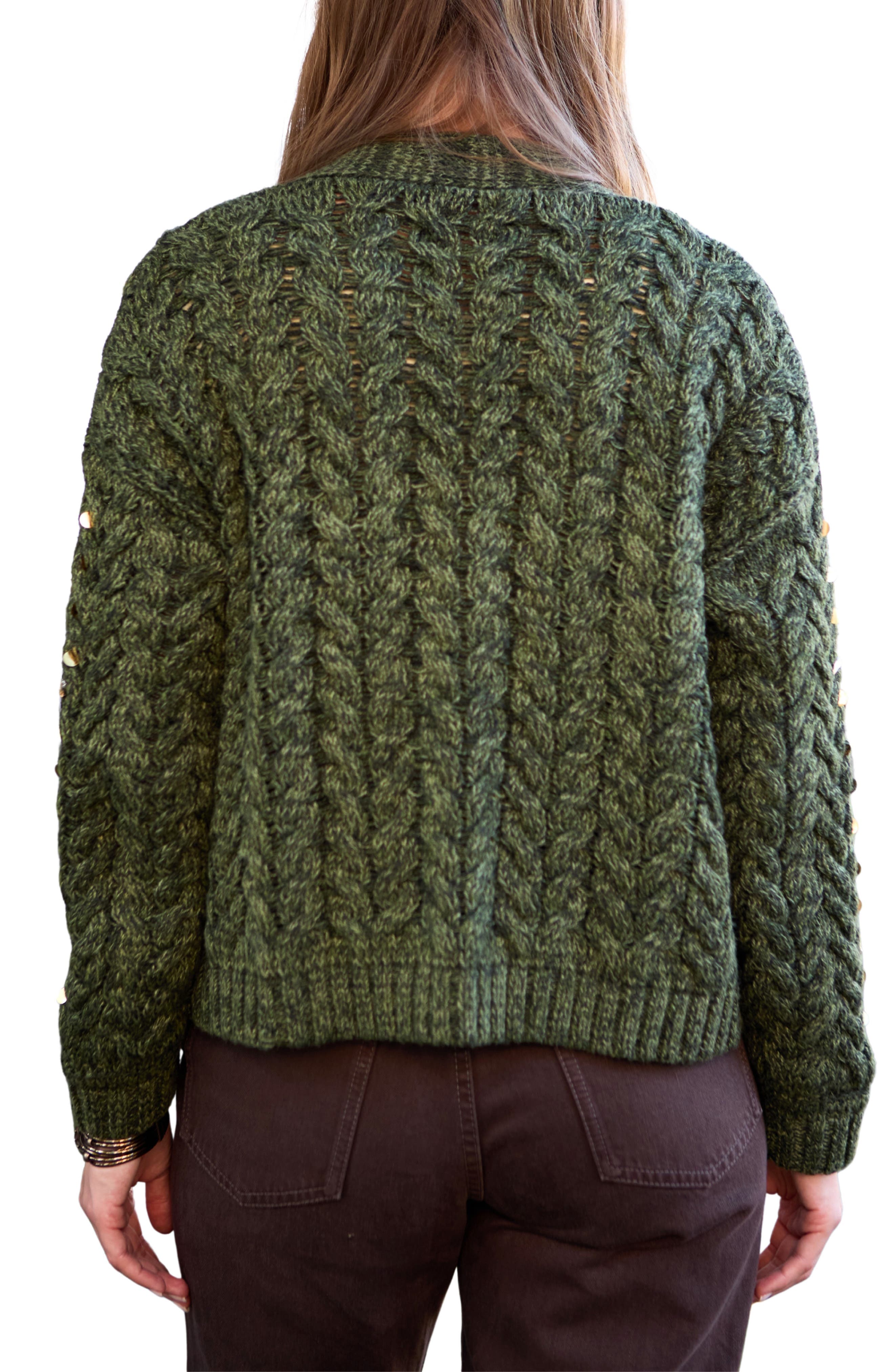 Sequin & Rhinestone Open Front Cardigan - image 2