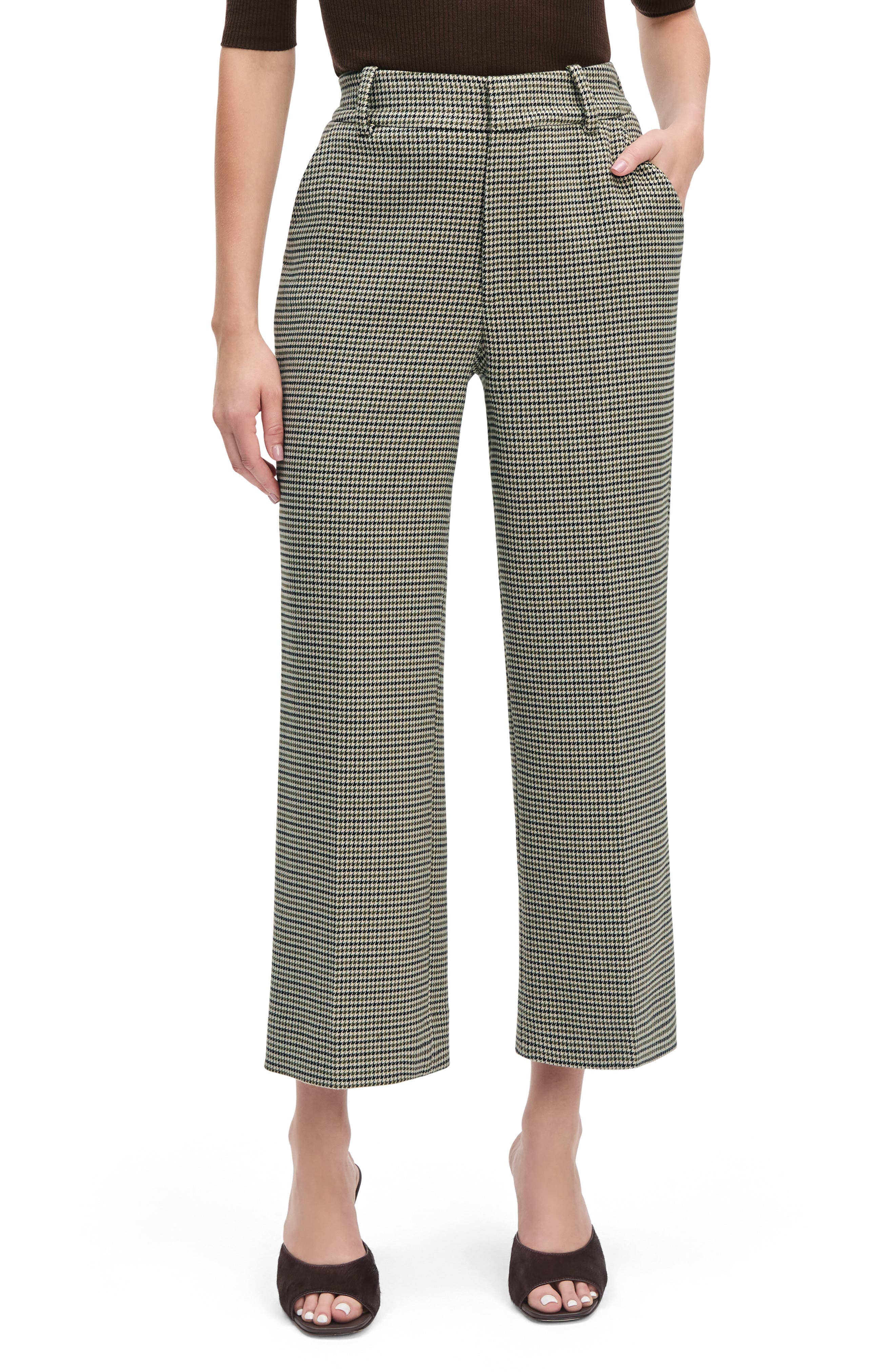 Fiona Houndstooth Ankle Straight Leg Pants - image 1