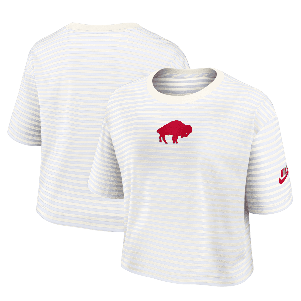 Women's Nike White/Cream Buffalo Bills Striped Cropped T-Shirt - image 1