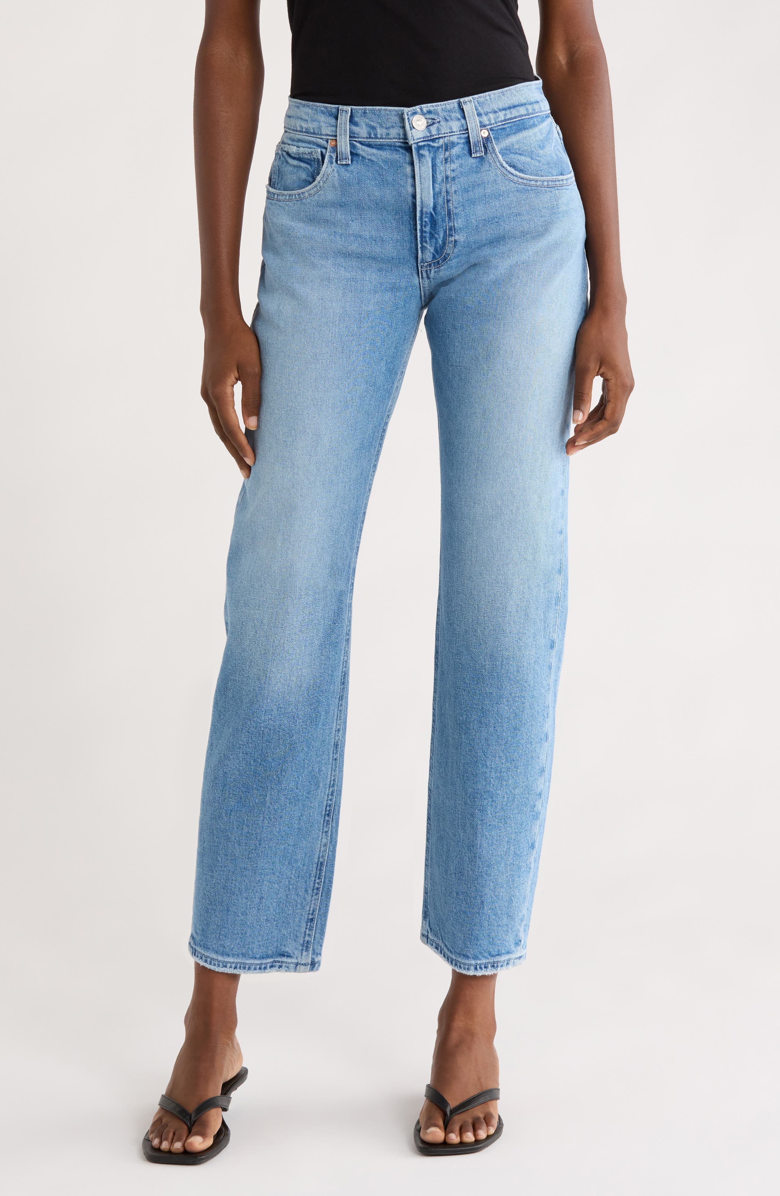 Morgan Mid Rise Ankle Straight Leg Jeans - image 1