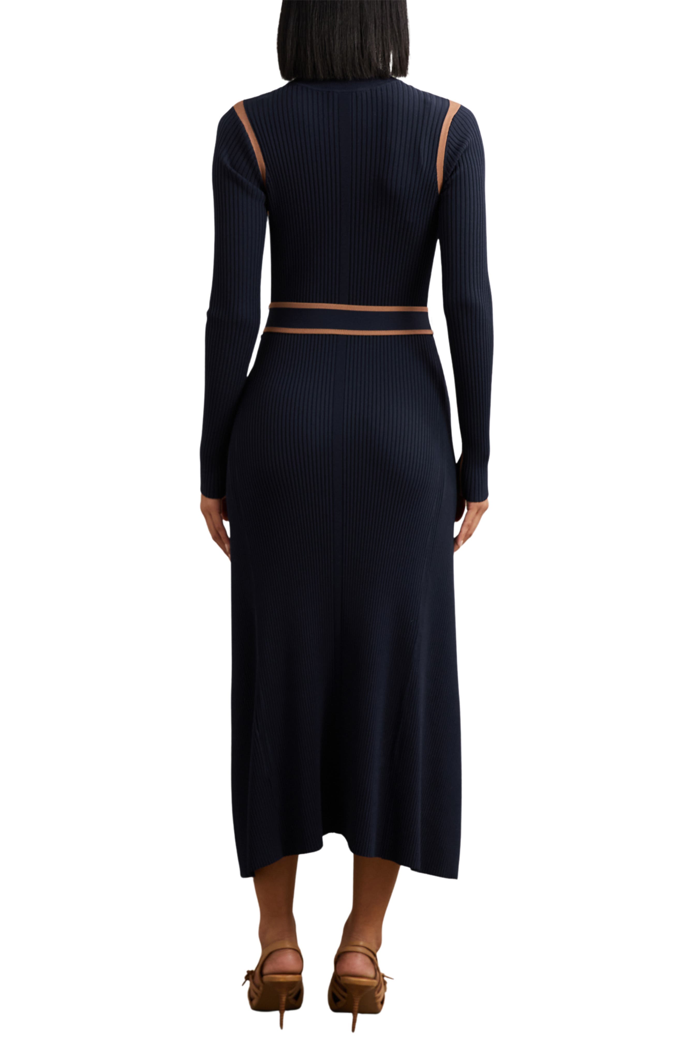 Ella Belted Long Sleeve Rib Wool & Cashmere Maxi Dress - image 2
