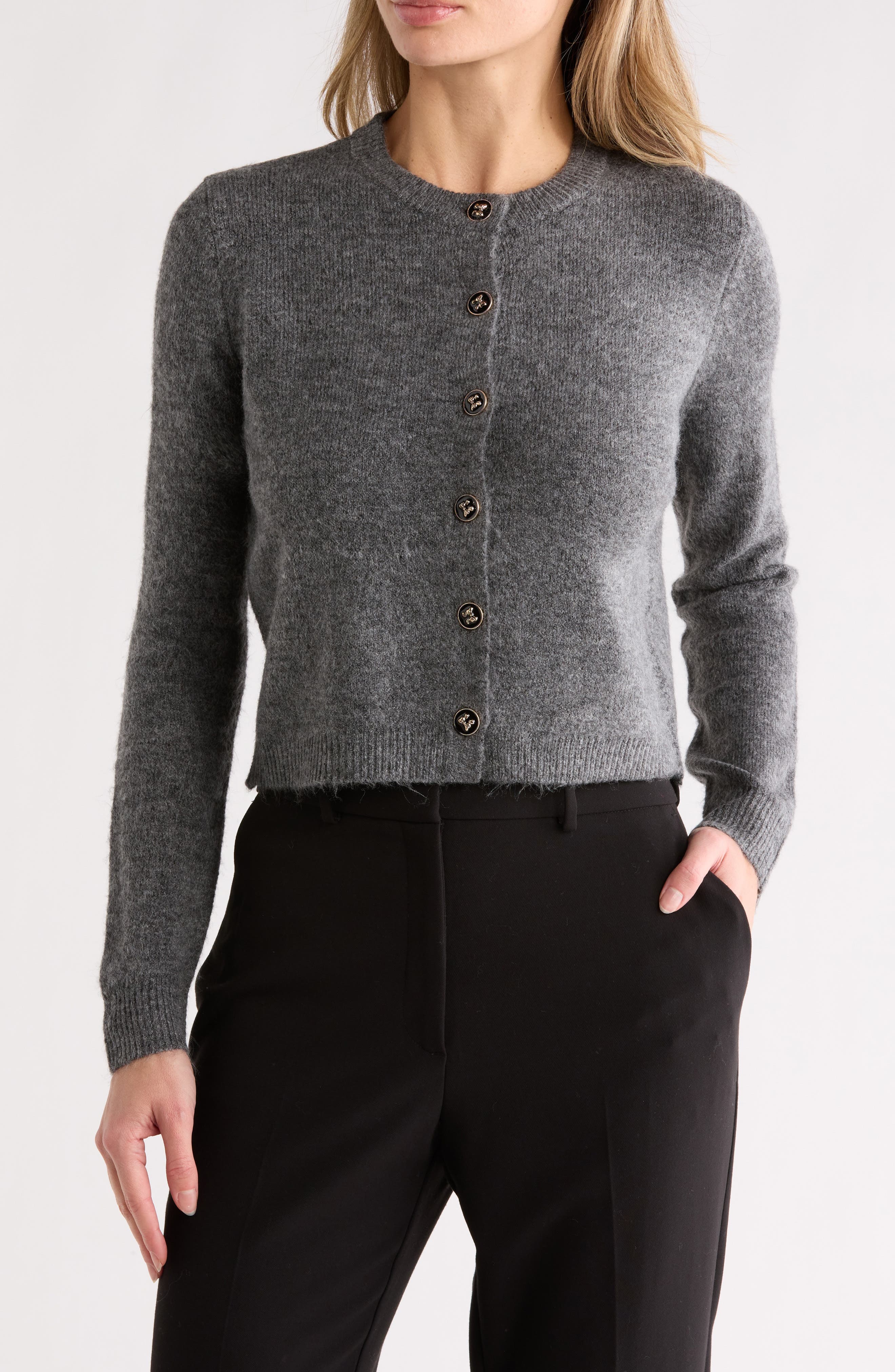 Ribbon Button Crop Cardigan - image 1