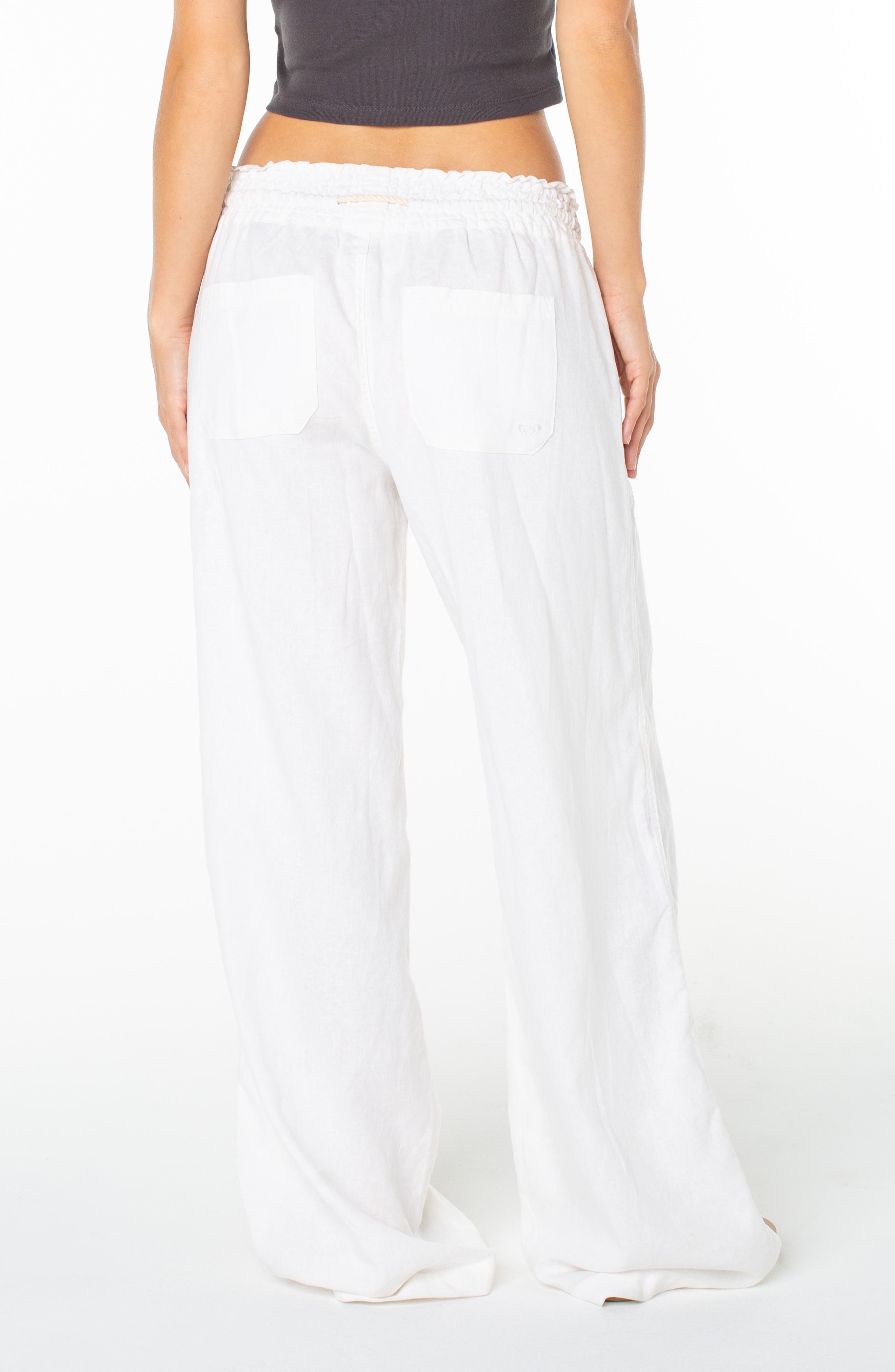 Oceanside Wide Leg Linen Blend Drawstring Pants - image 2