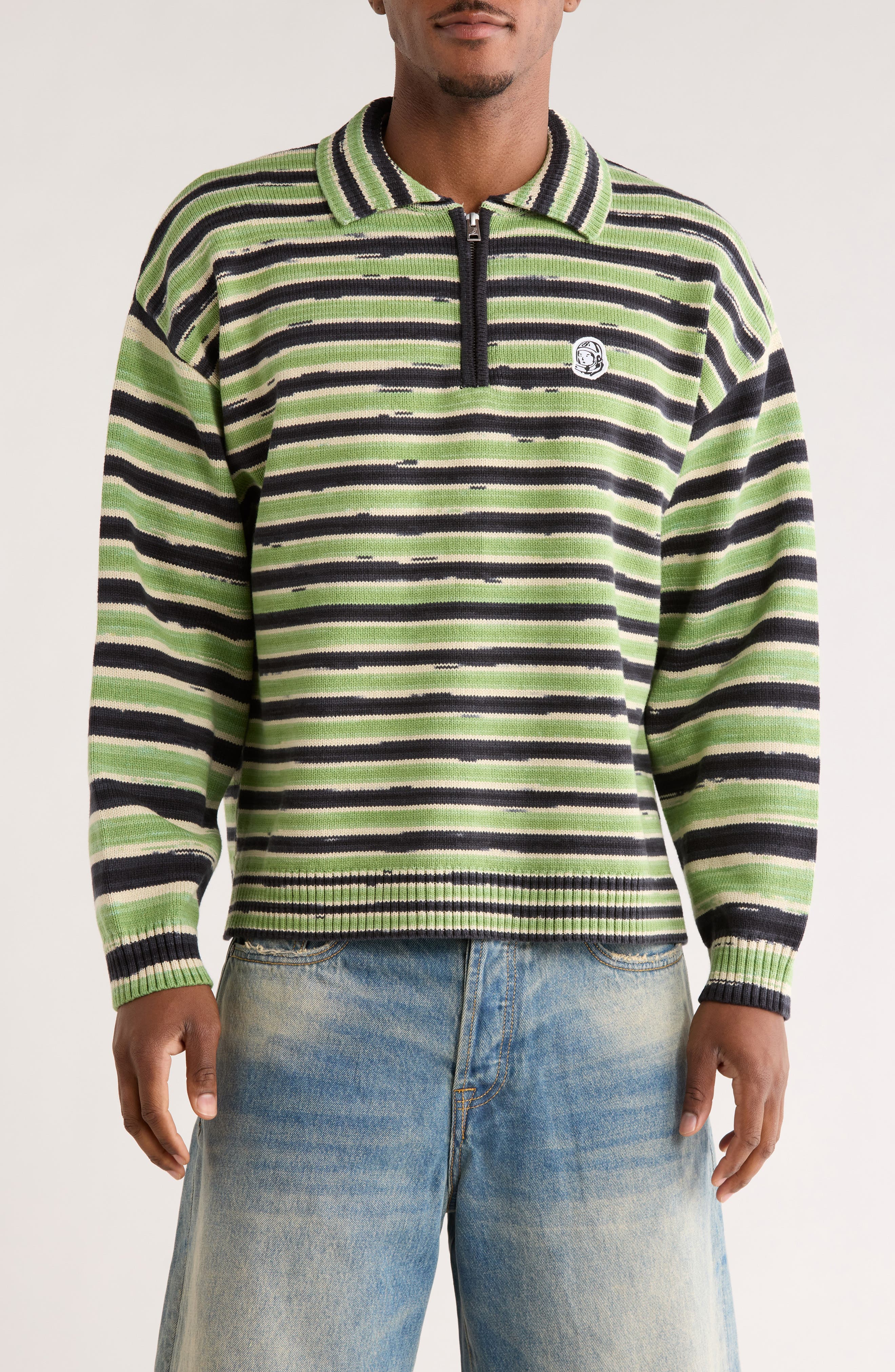 Curve Stripe Cotton Quarter Zip Graphic Sweater - image 1