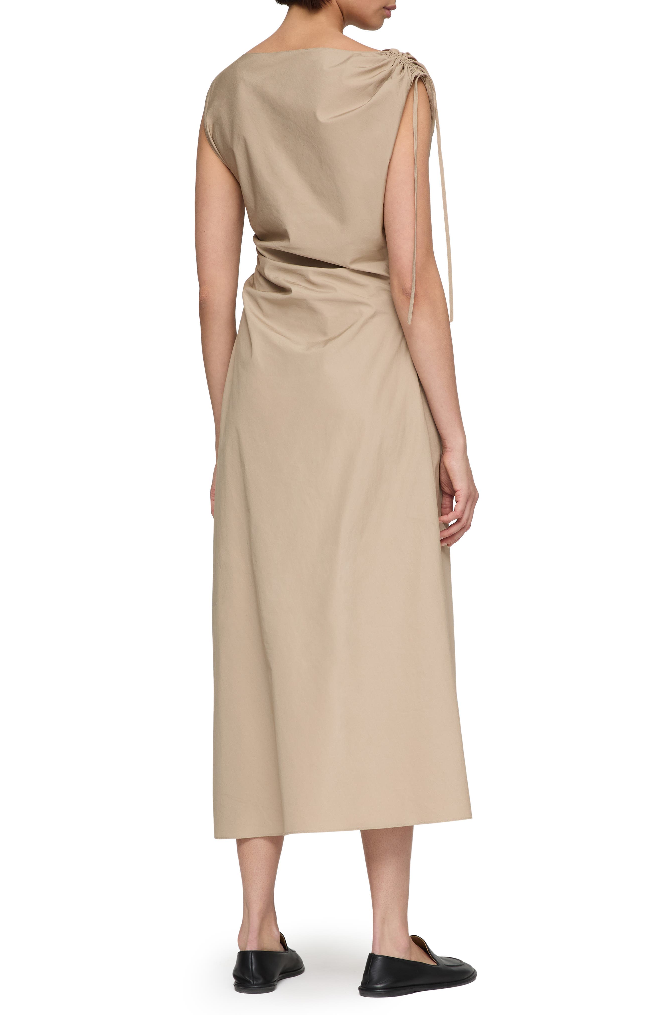 Gathered Organic Cotton Poplin Midi Dress - image 2
