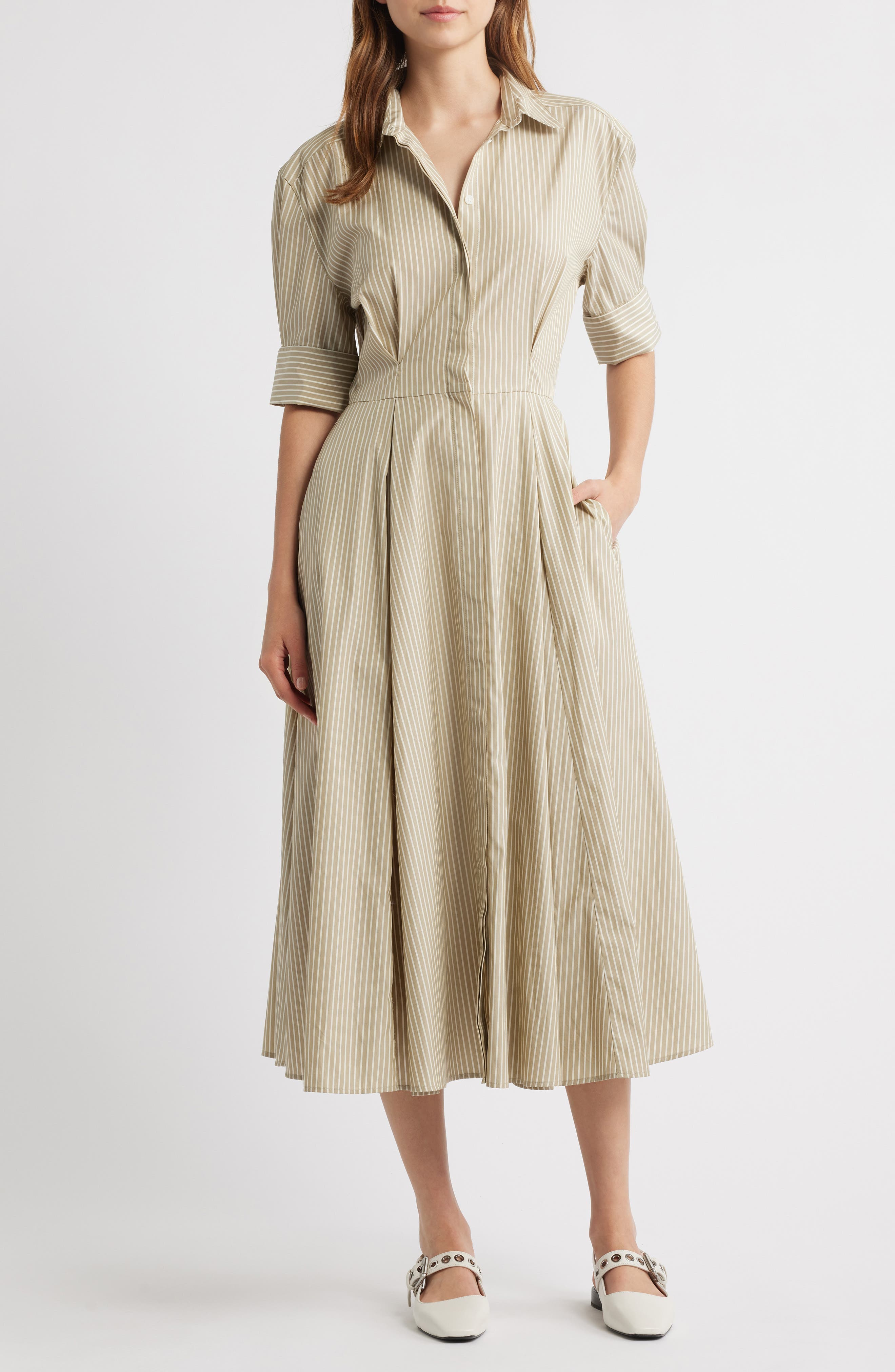 Aiden Stripe Poplin Maxi Shirtdress - image 1