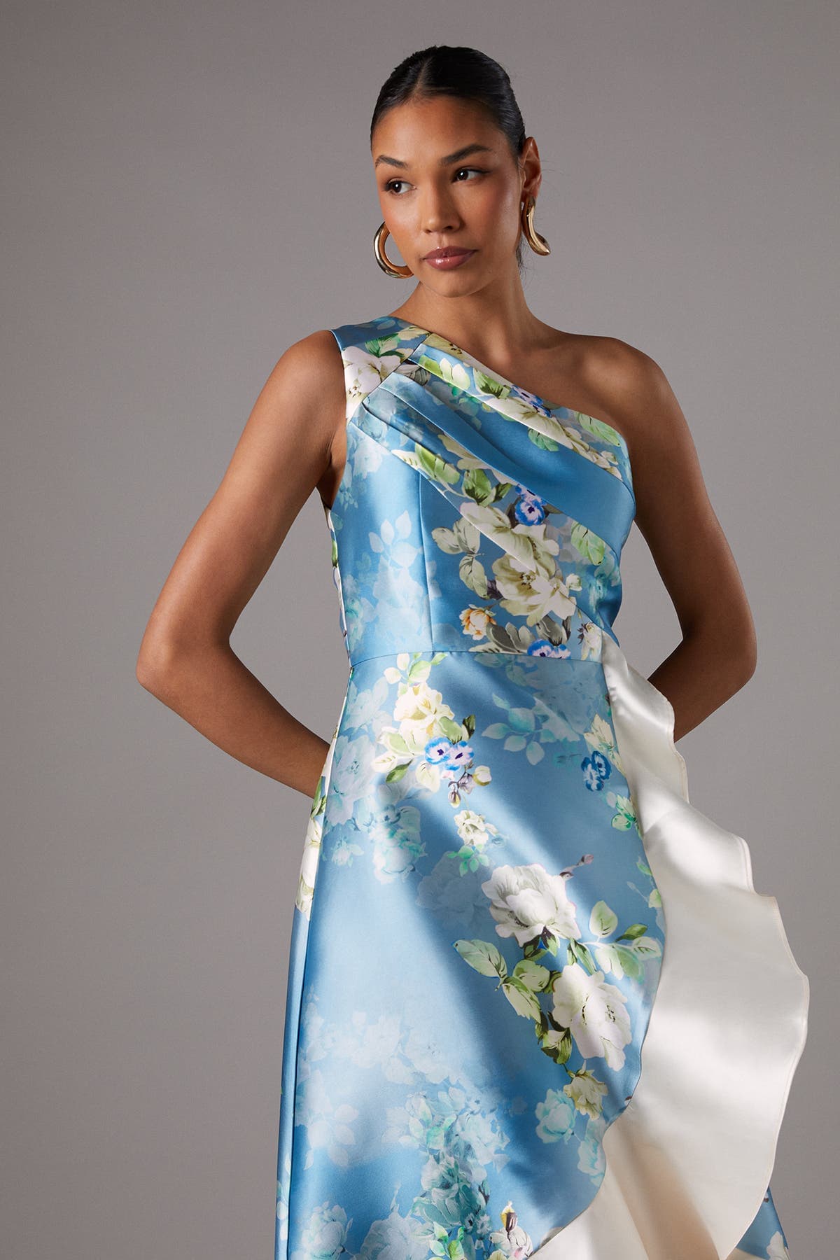 One Shoulder Ruffle Midi Dress - image 2