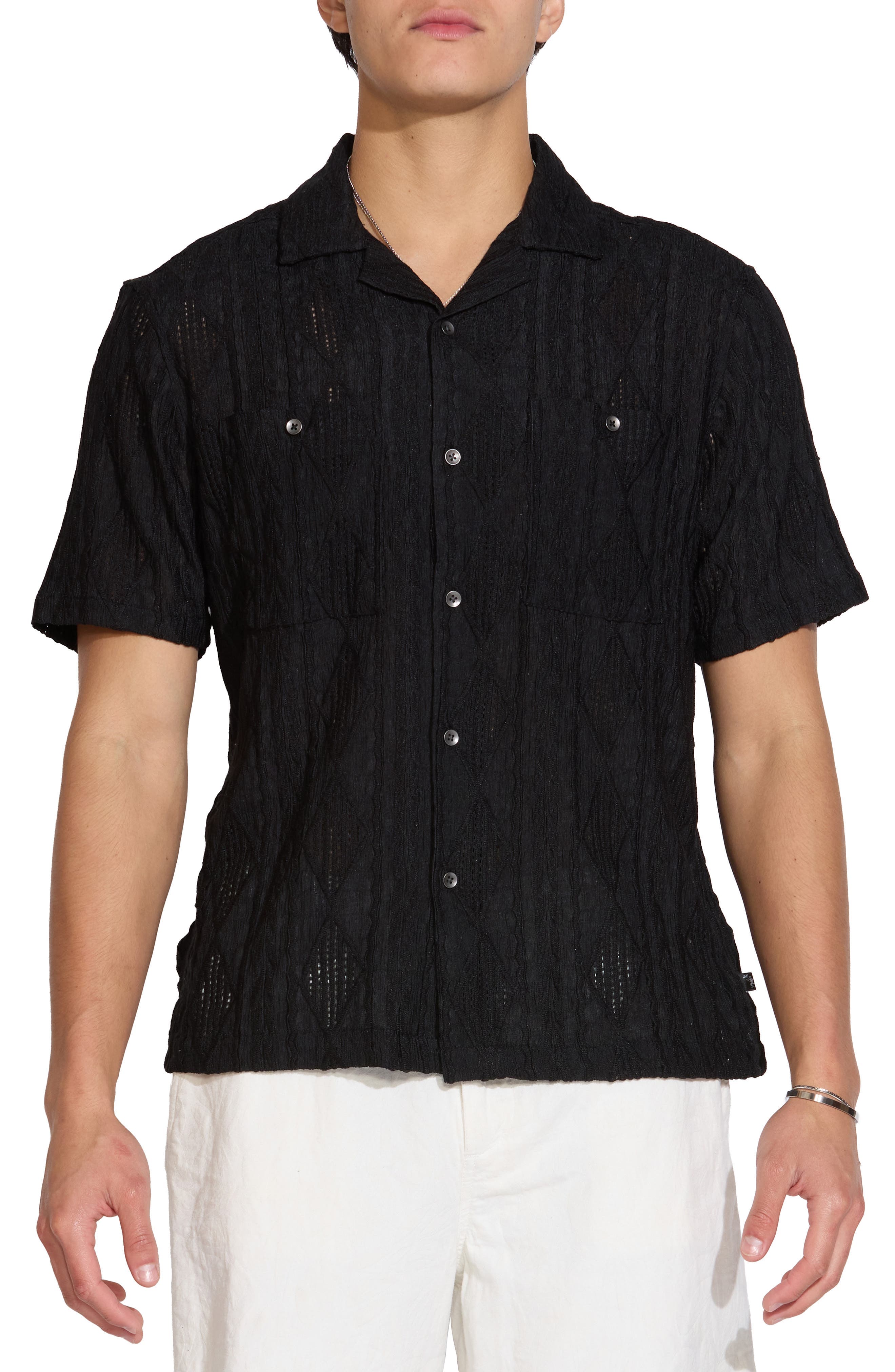 Geo Jacquard Knit Camp Shirt - image 1
