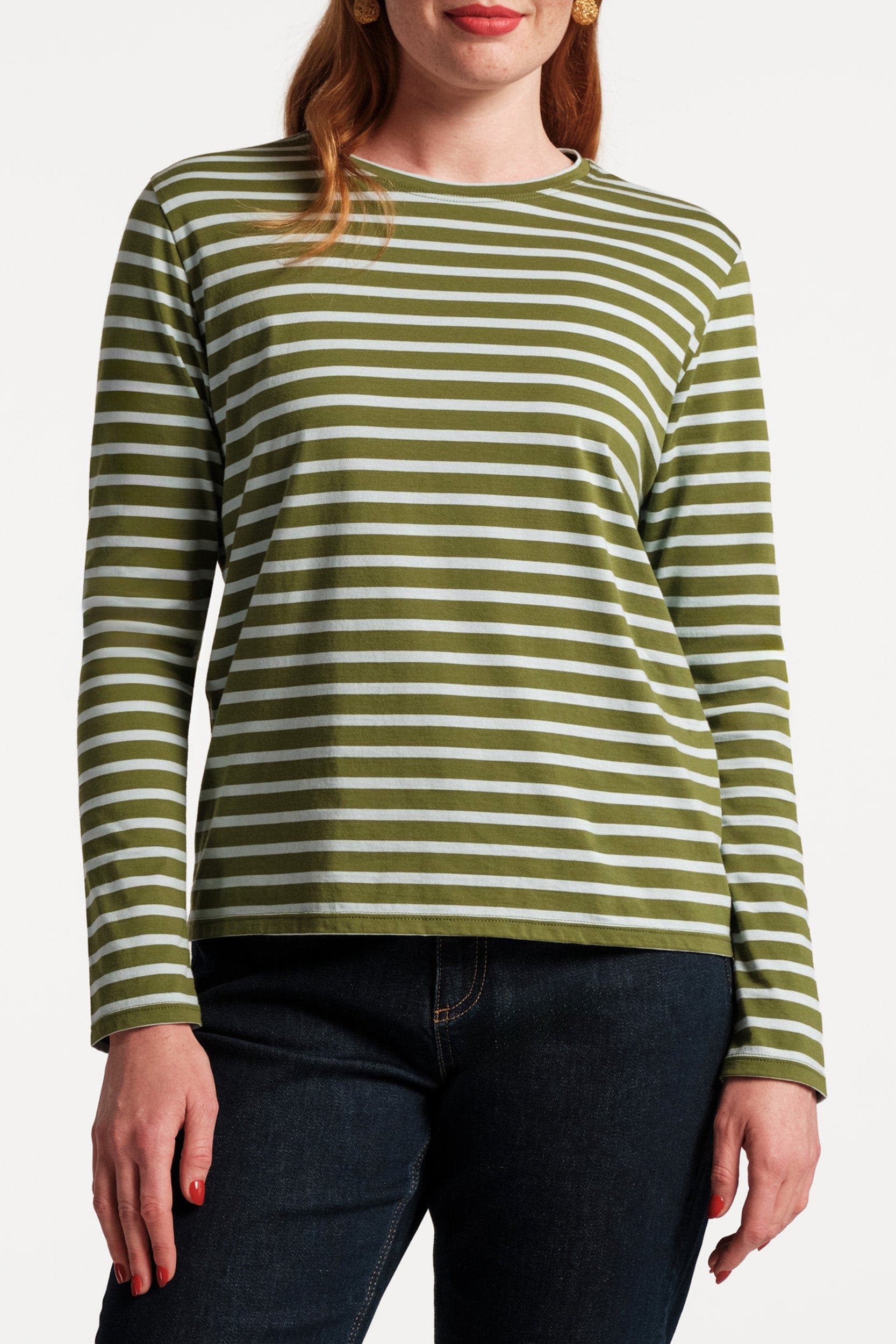 Long Sleeve Striped Tee Shirt Stripe 100% Pima Cotton - image 1