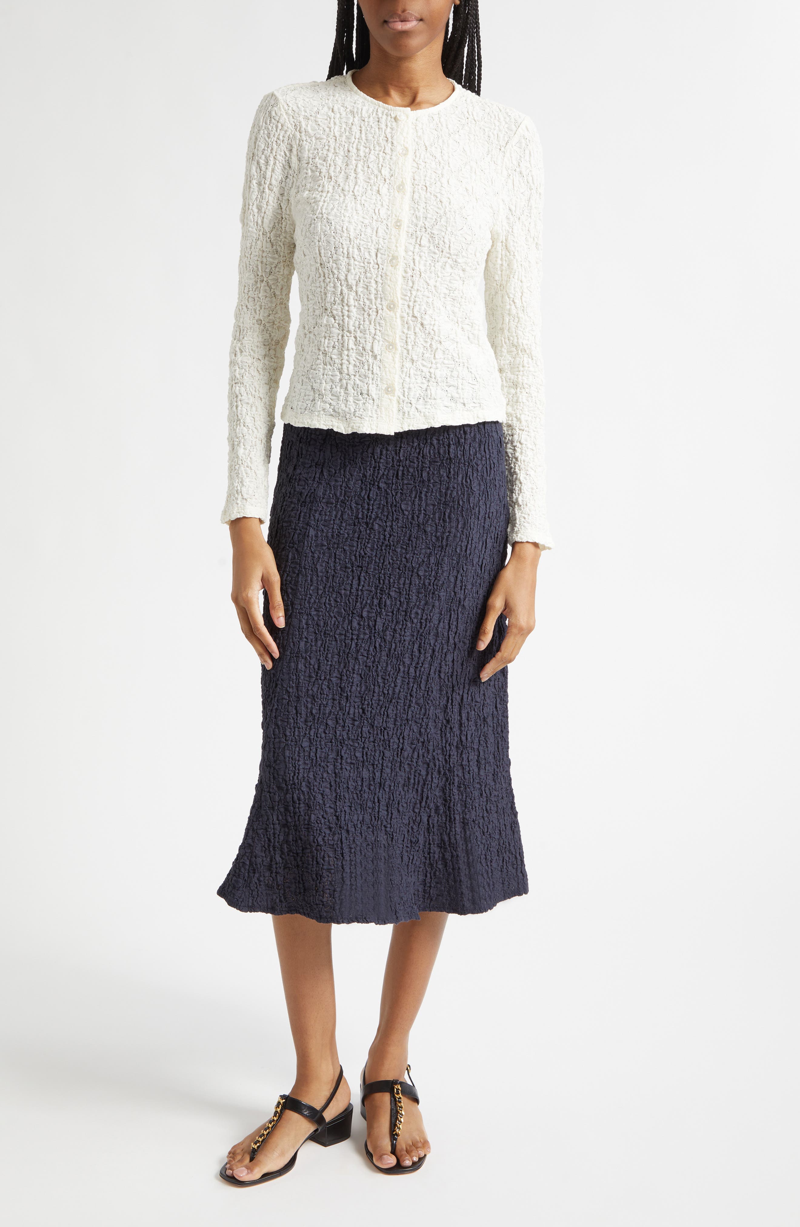 Massimo Cotton Blend Lace Midi Skirt - image 2