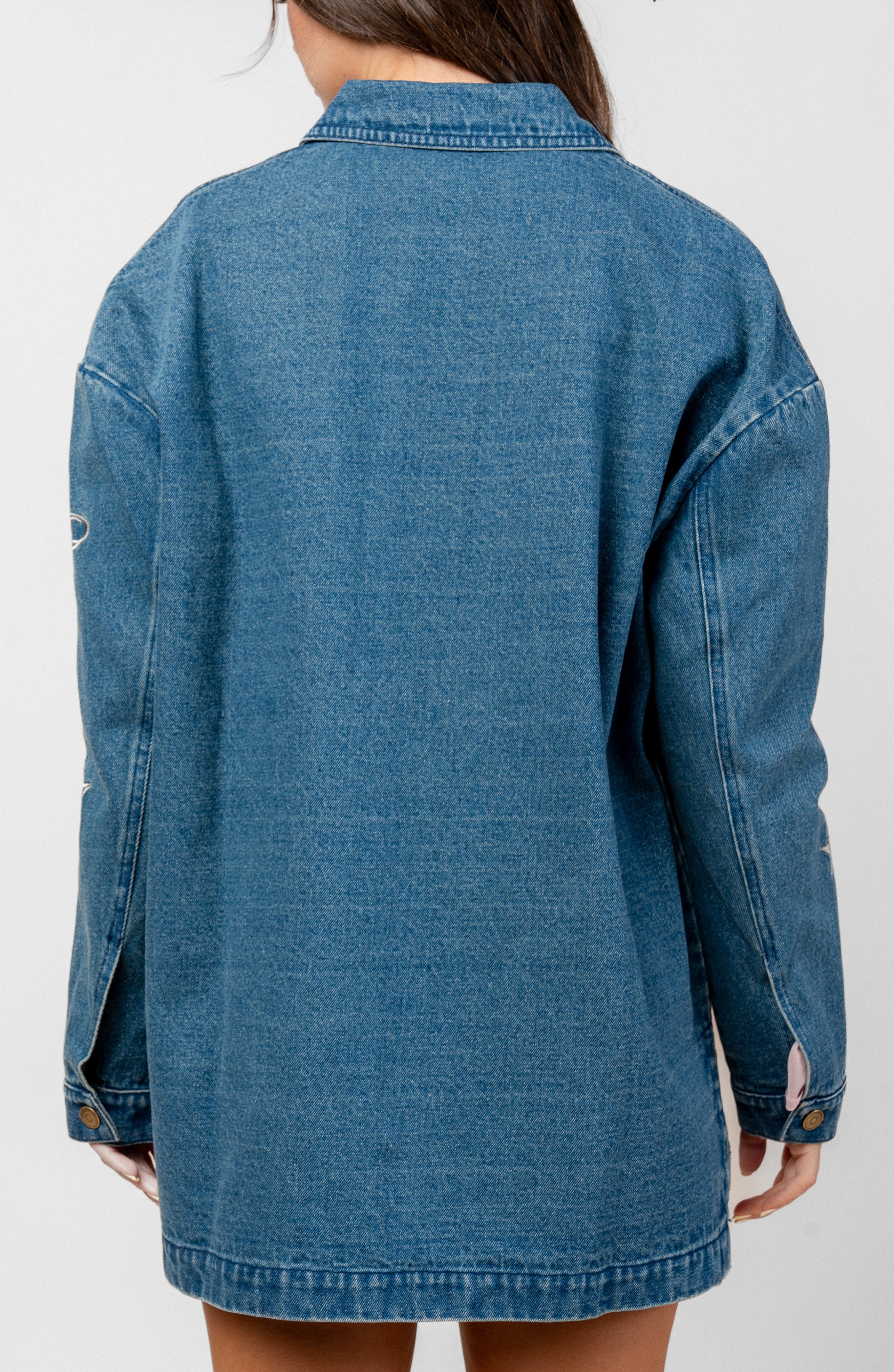 Embroidered Denim Shacket - image 2