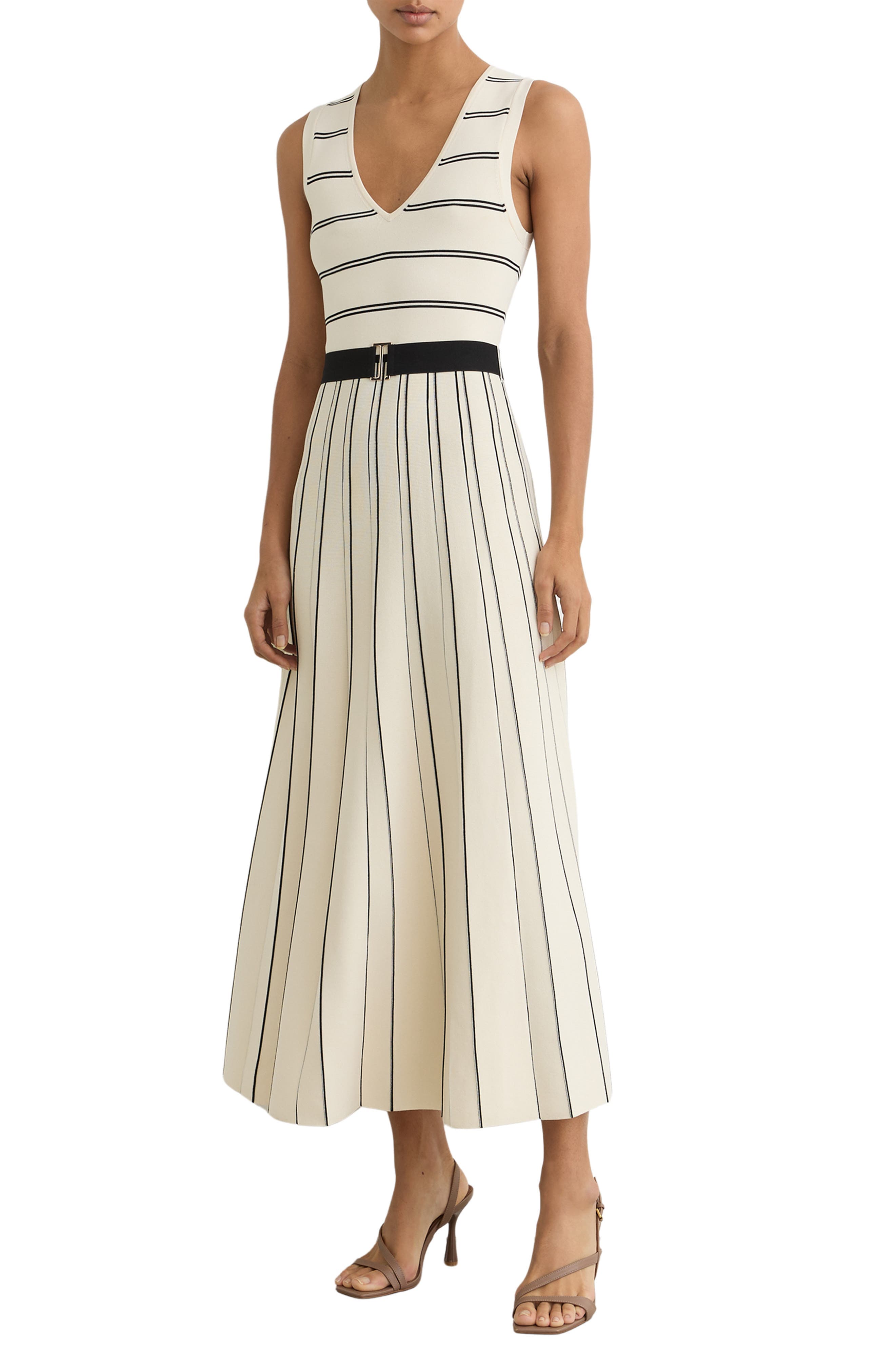 Mallory Sleeveless Stripe Knit Midi Dress - image 1