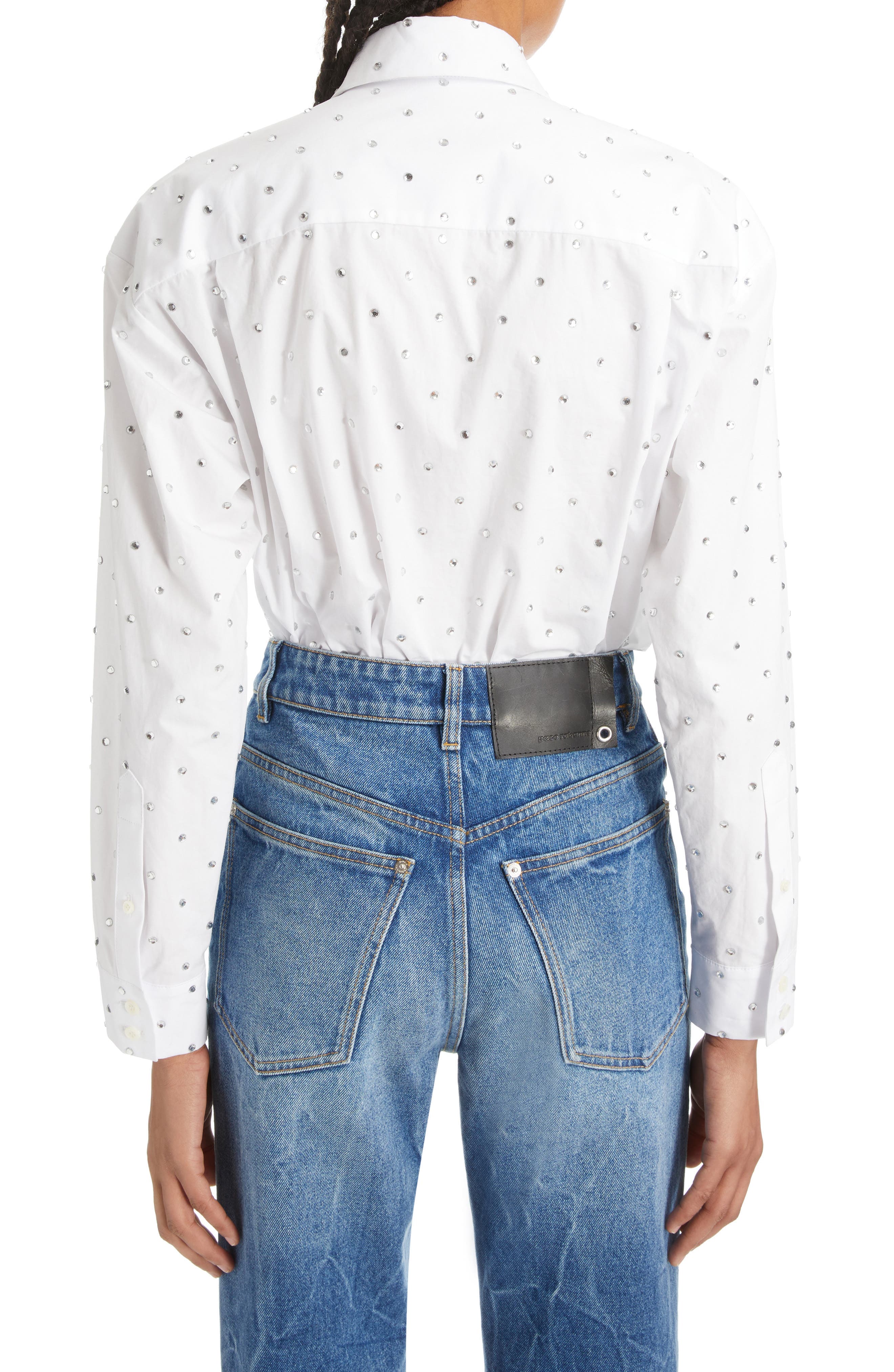 Stud Detail Cotton Button-Up Shirt - image 2