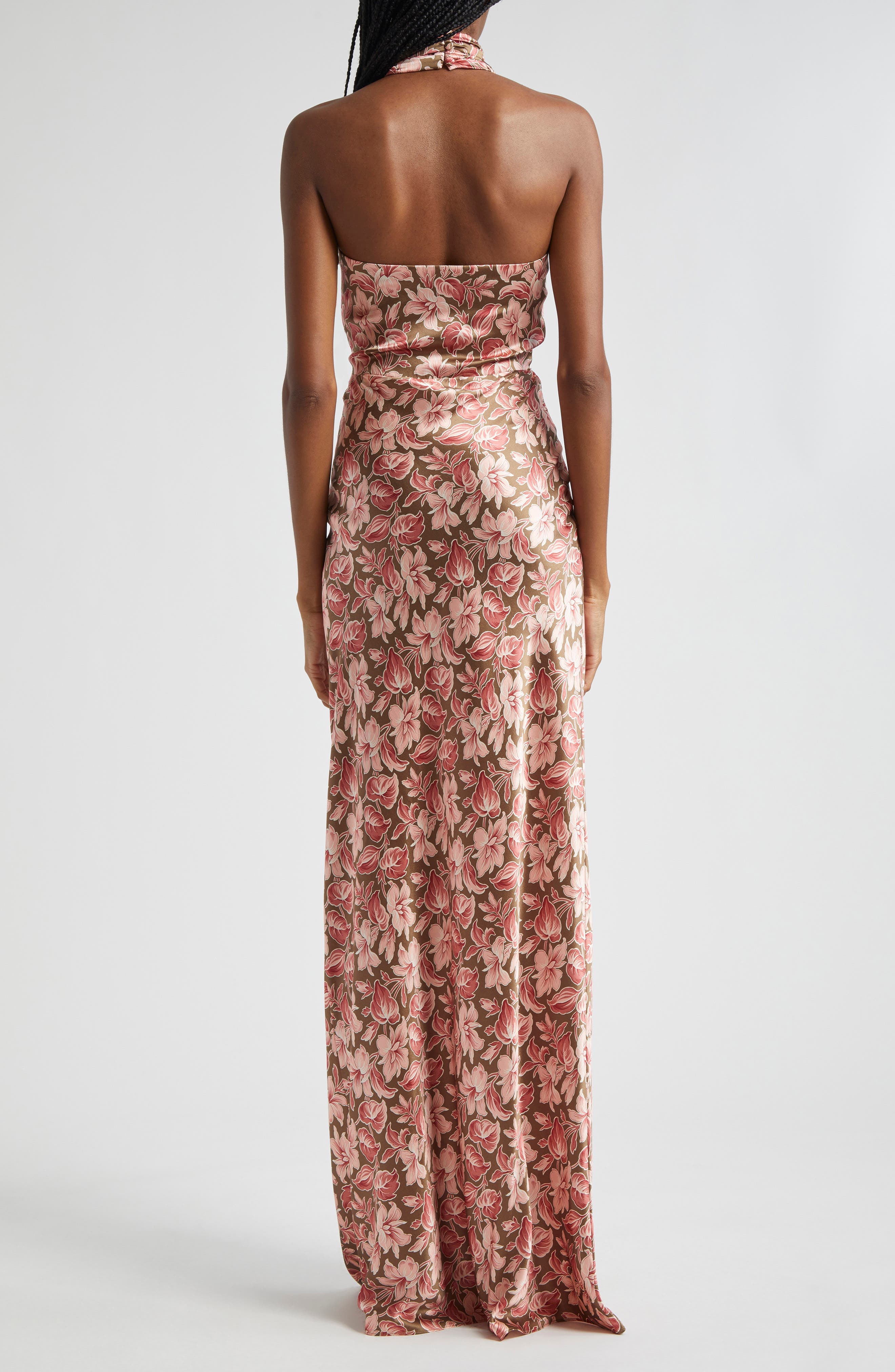 Alberta Floral Halter Neck Silk Blend Maxi Dress - image 2