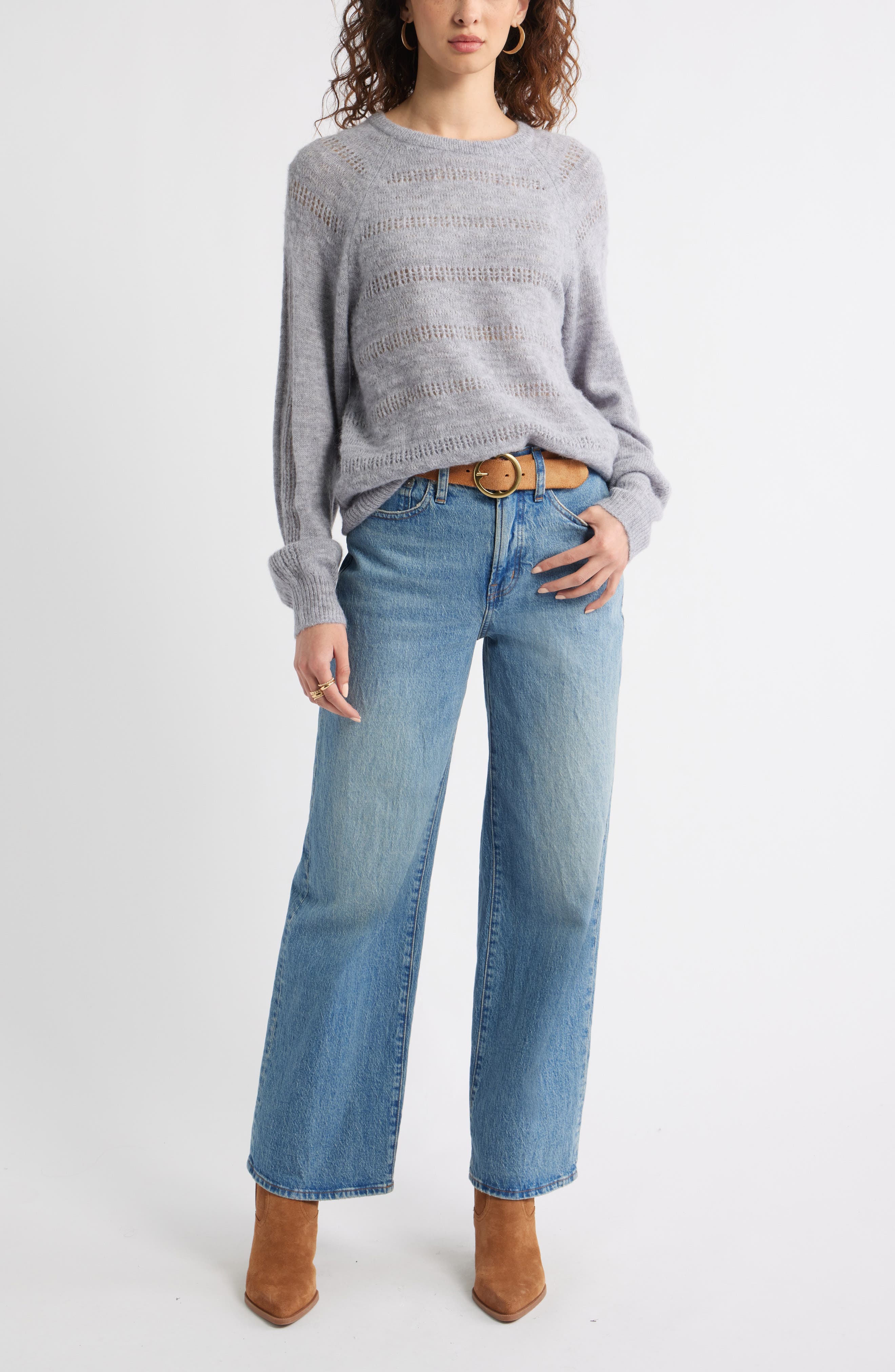 Pointelle Raglan Sleeve Sweater - image 2