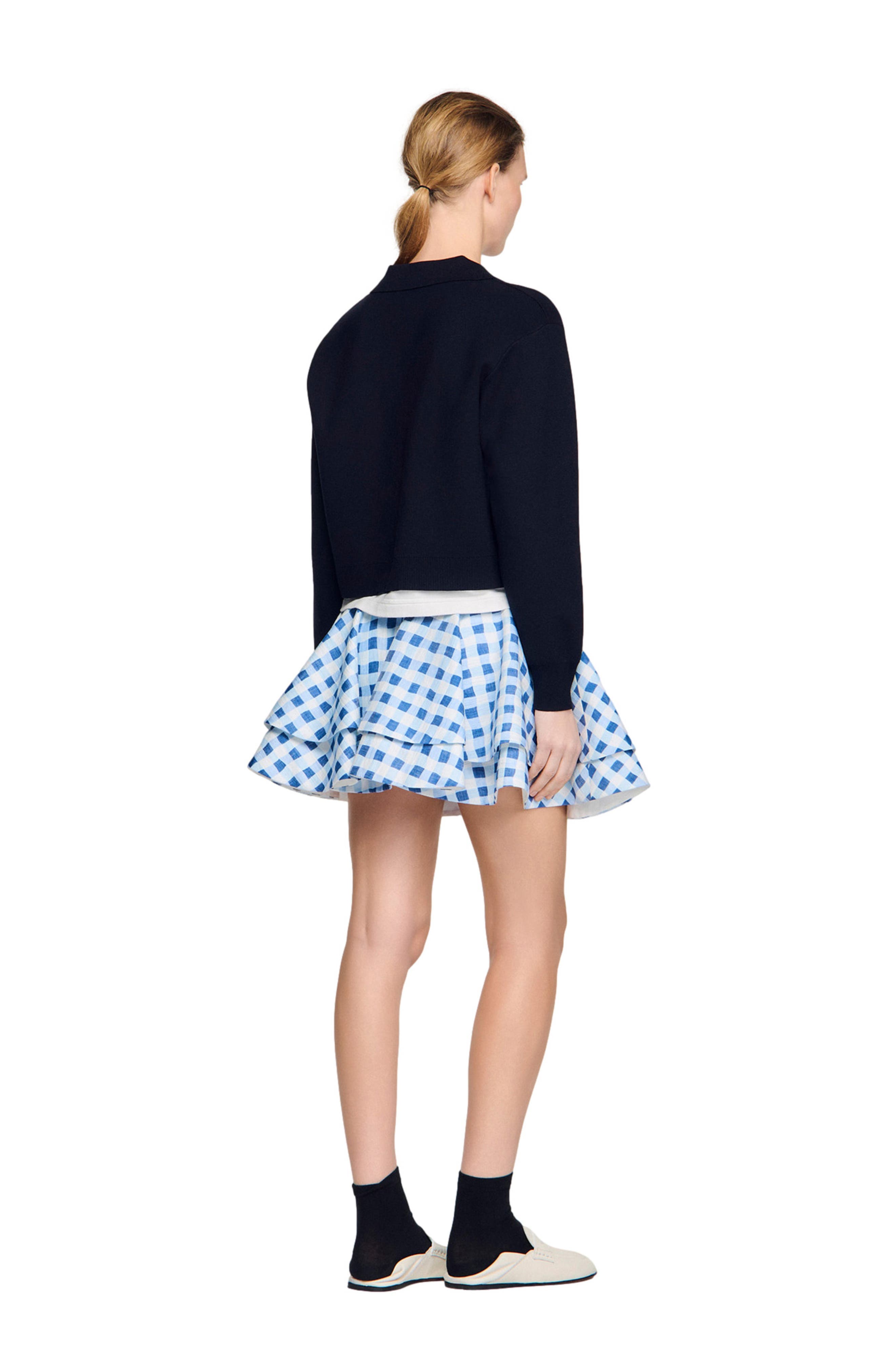 Metal button layered collar sweater - image 2