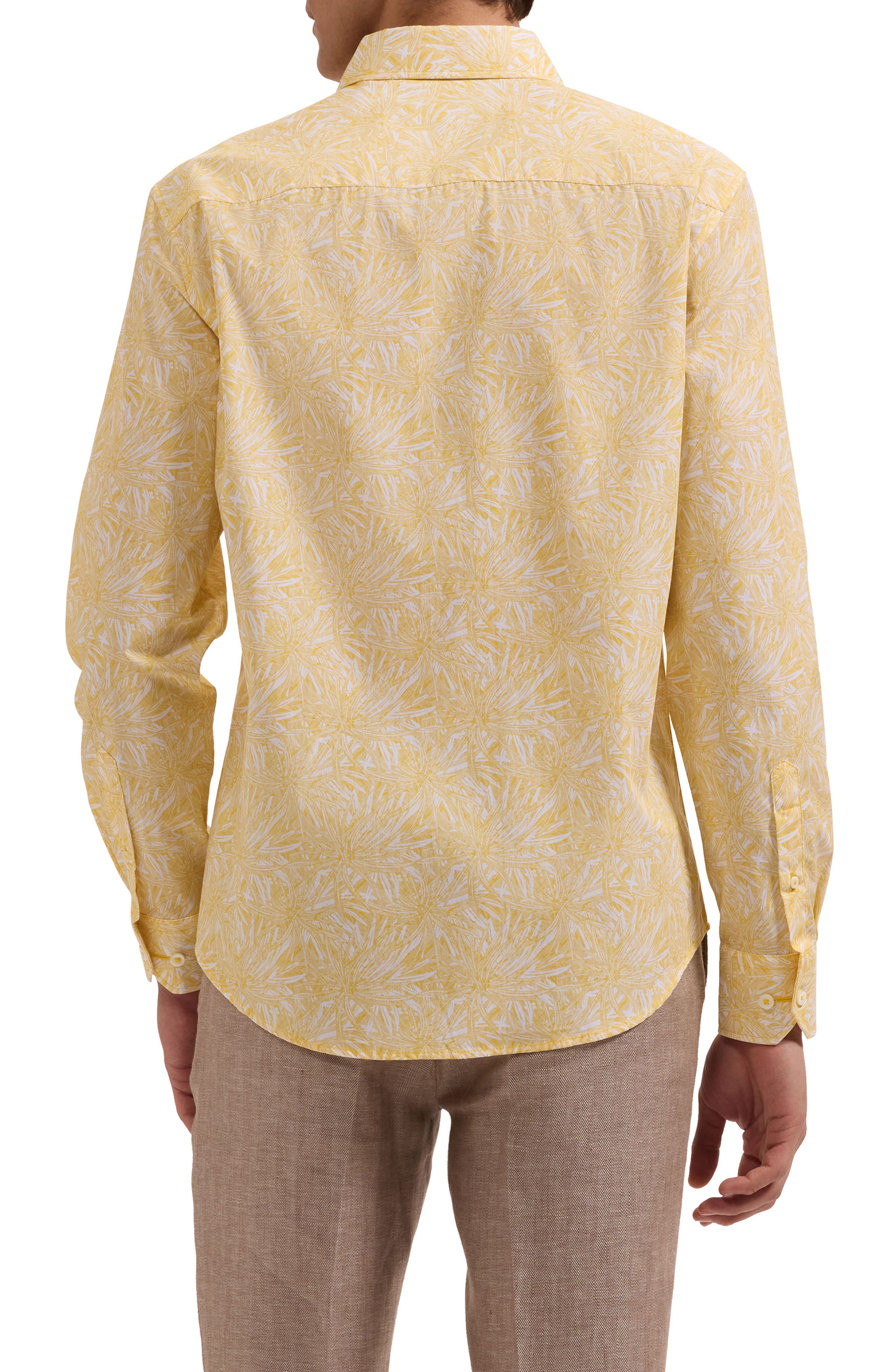 Julian Shaped Fit Leaf Print Cotton Button-Up Shirt - image 2