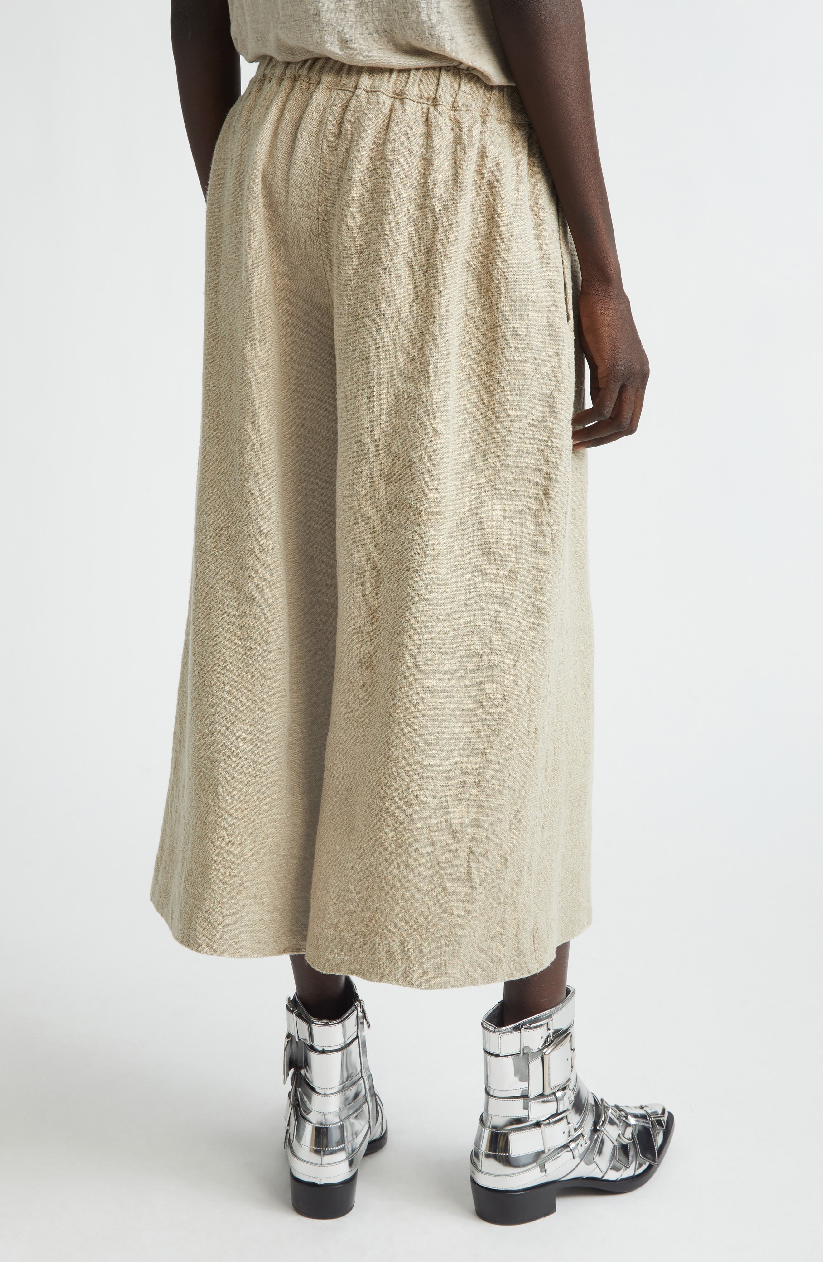 Heavyweight Linen Canvas Crop Wide Leg Pants - image 2