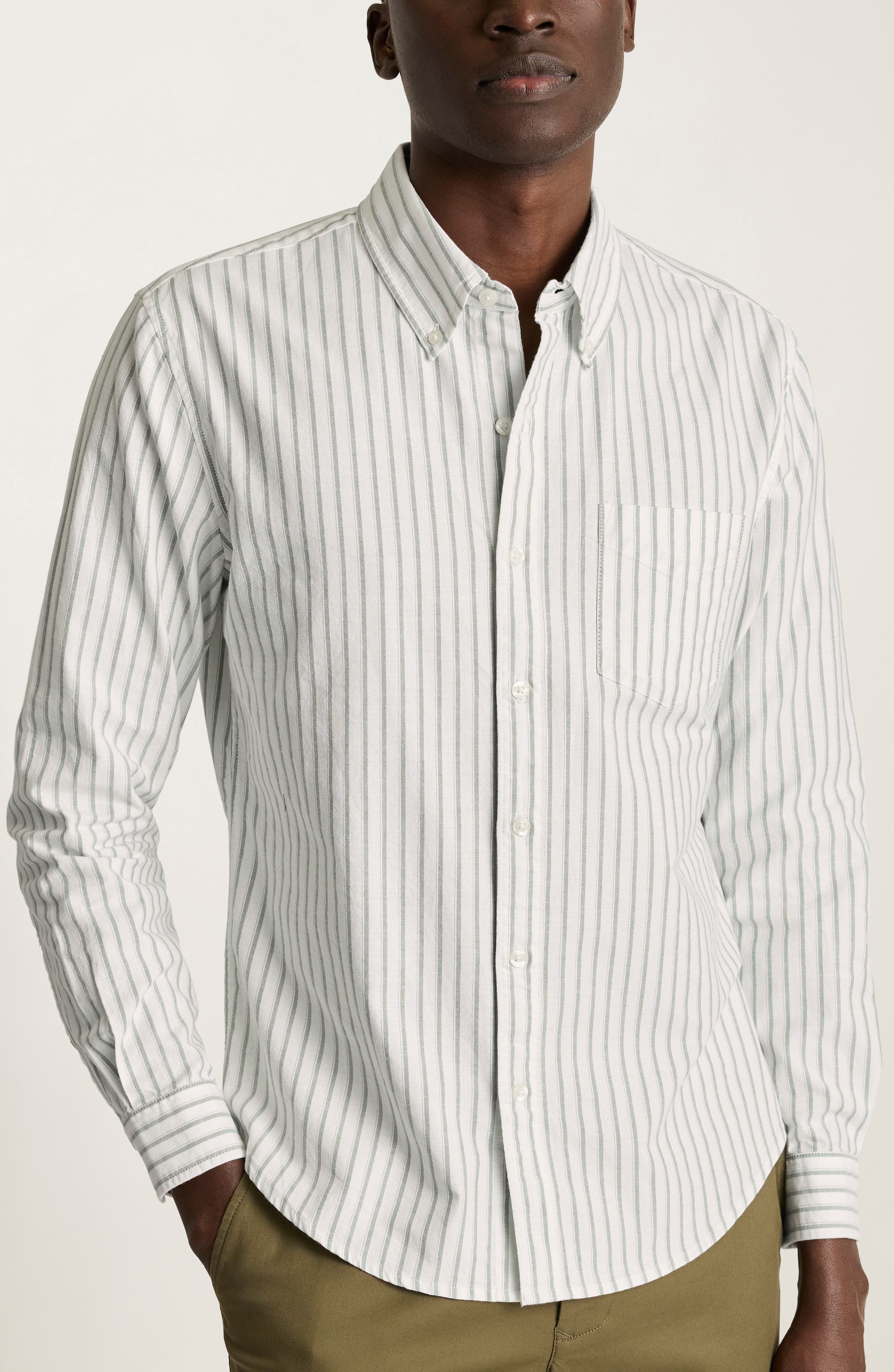 Stripe Stretch Oxford Button-Down Shirt - image 1