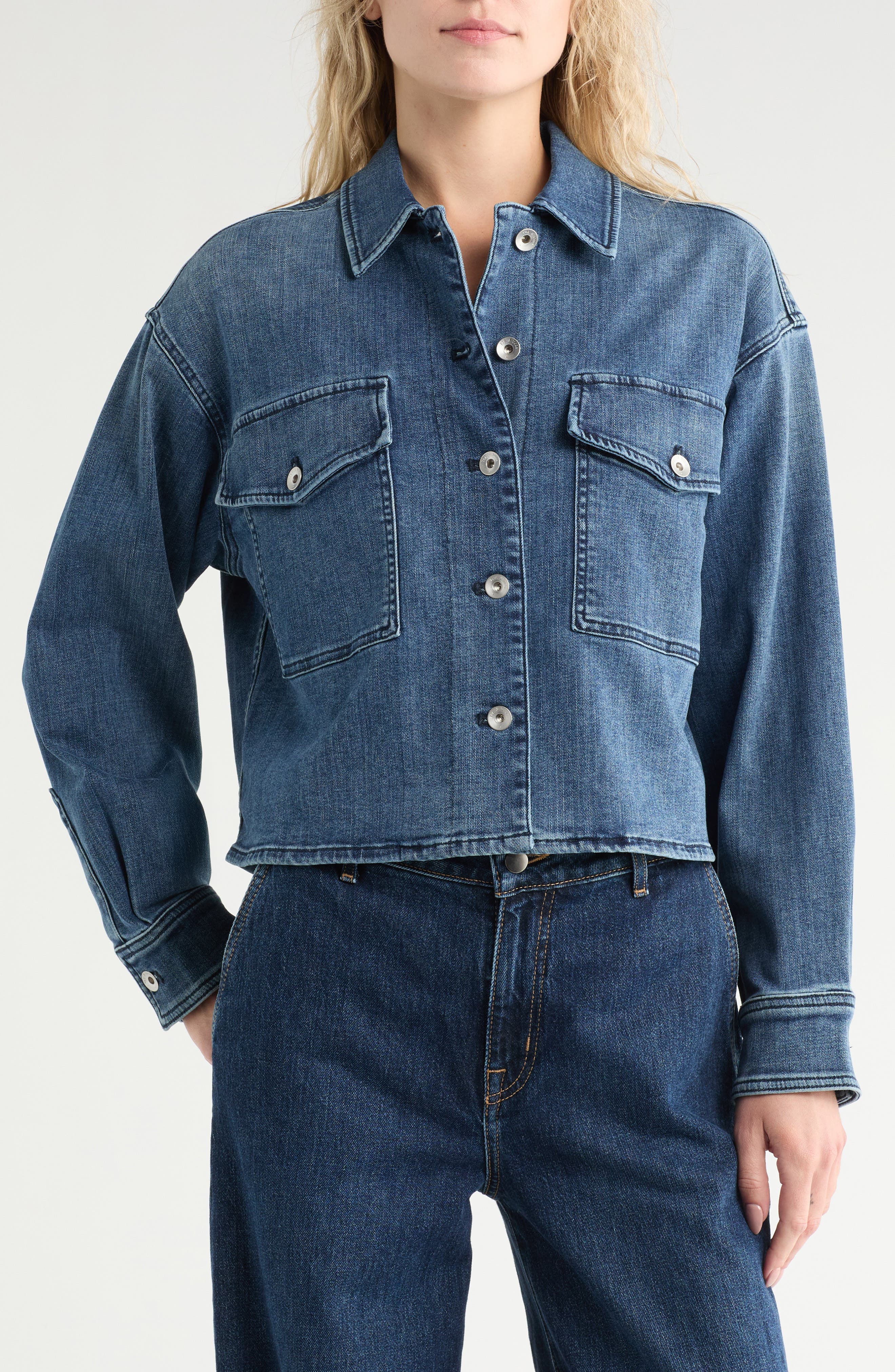 Jayde Crop Denim Shirt Jacket - image 1