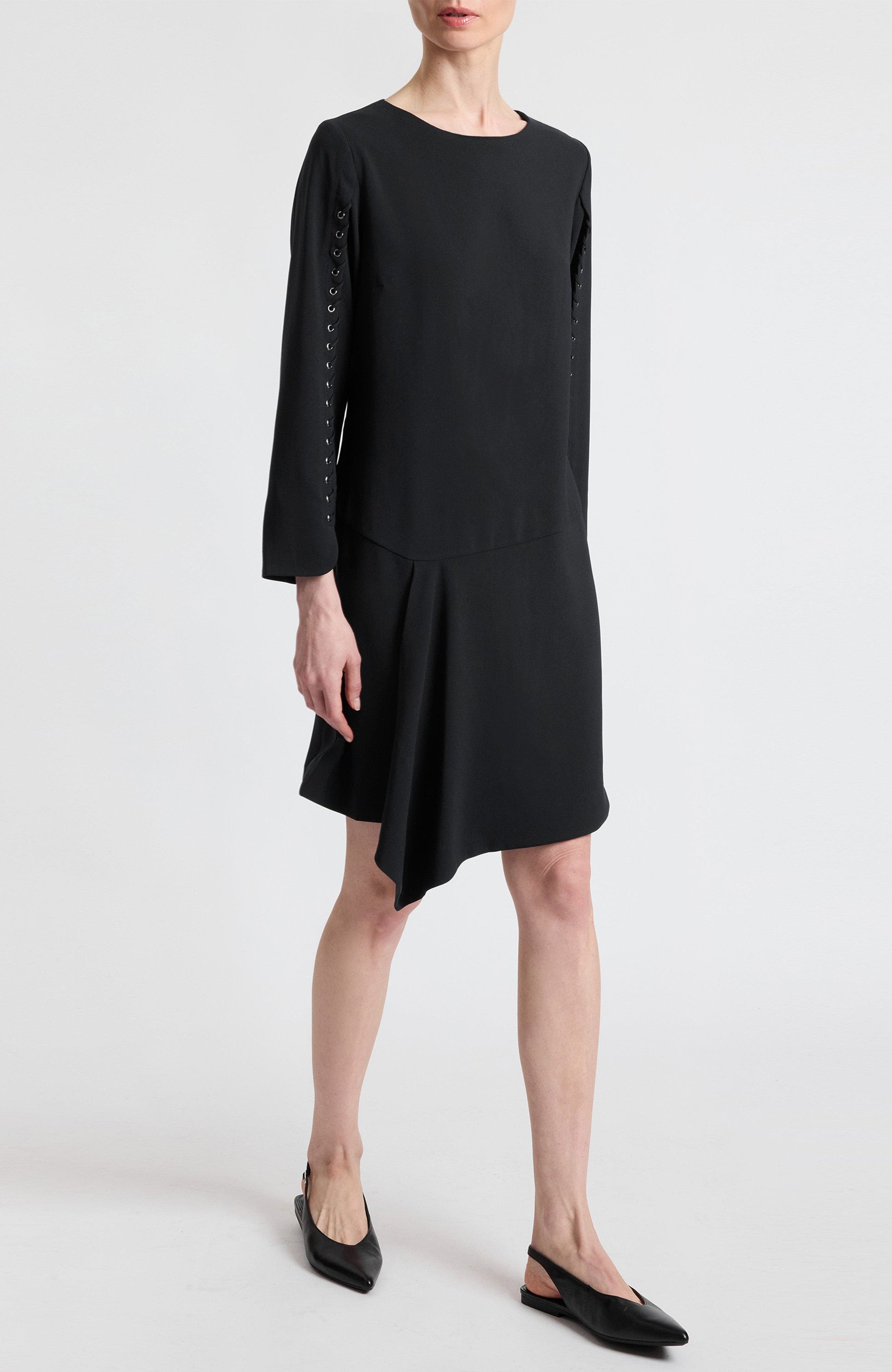 Essie Shift Dress with Grommet Detail in Soft Crepe - image 2