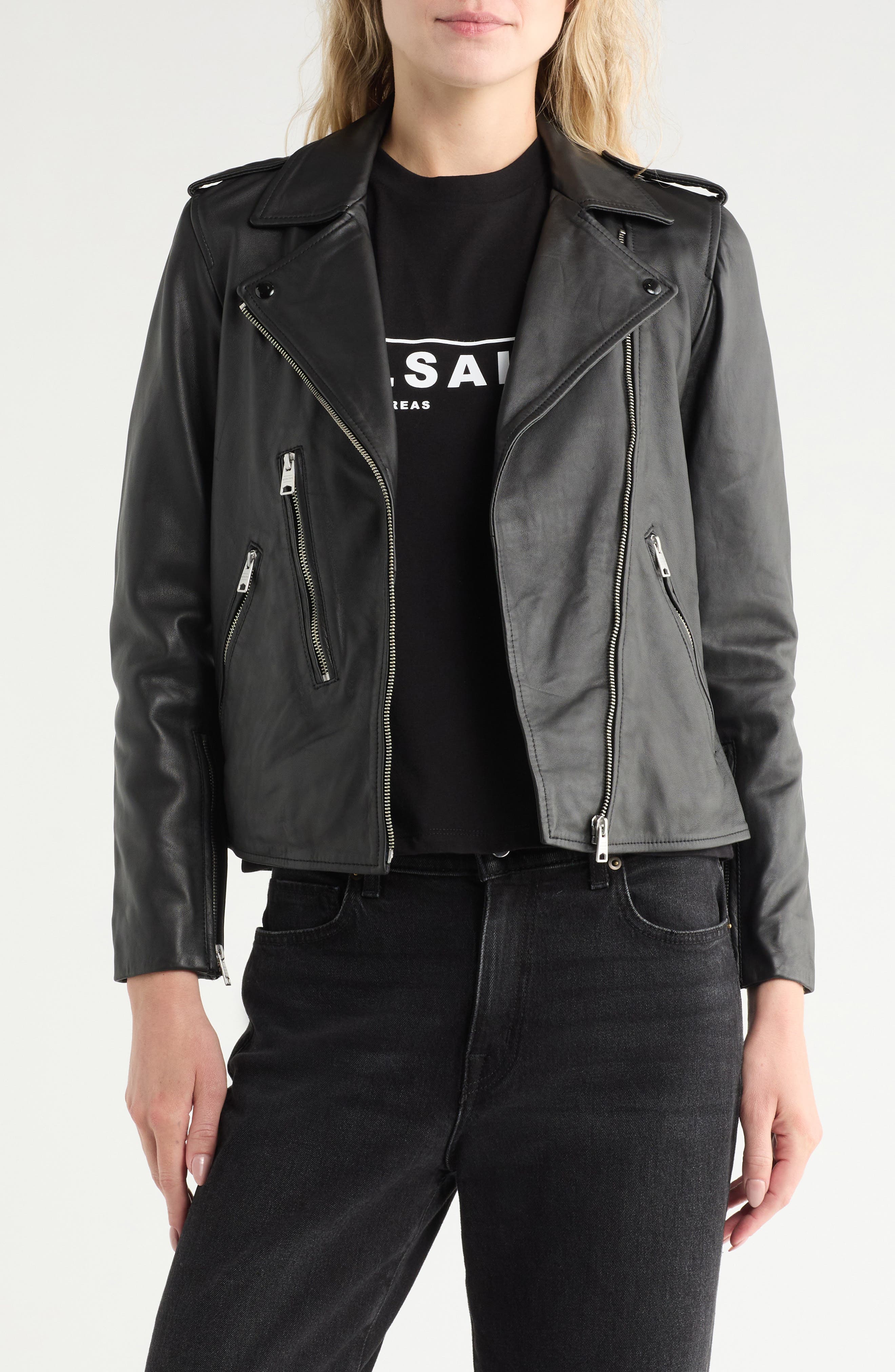 Elva Leather Biker Jacket - image 1