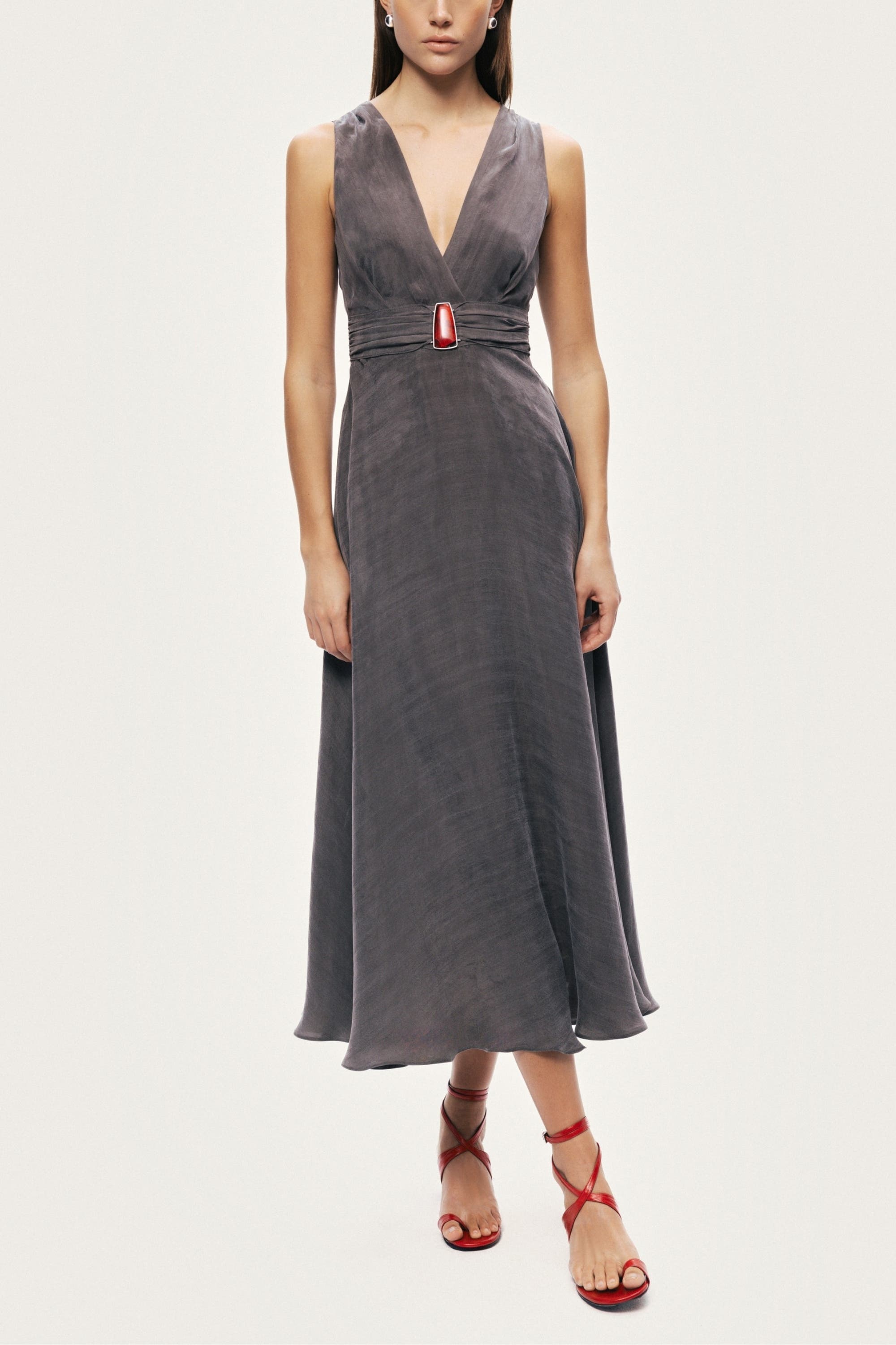 V-Neck Sleeveless Midi Dress - image 2
