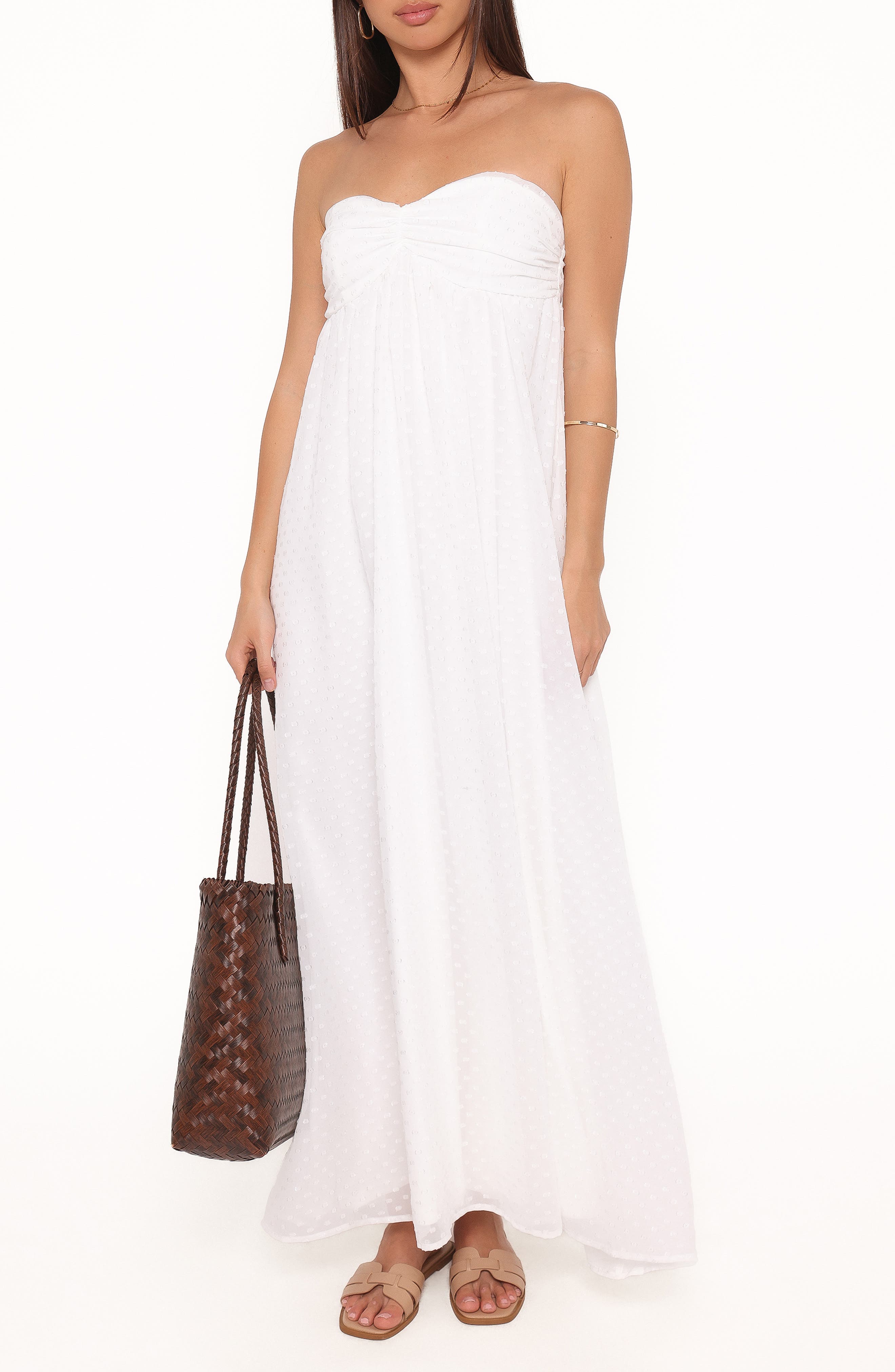 Vee Clip Dot Strapless Maxi Dress - image 1