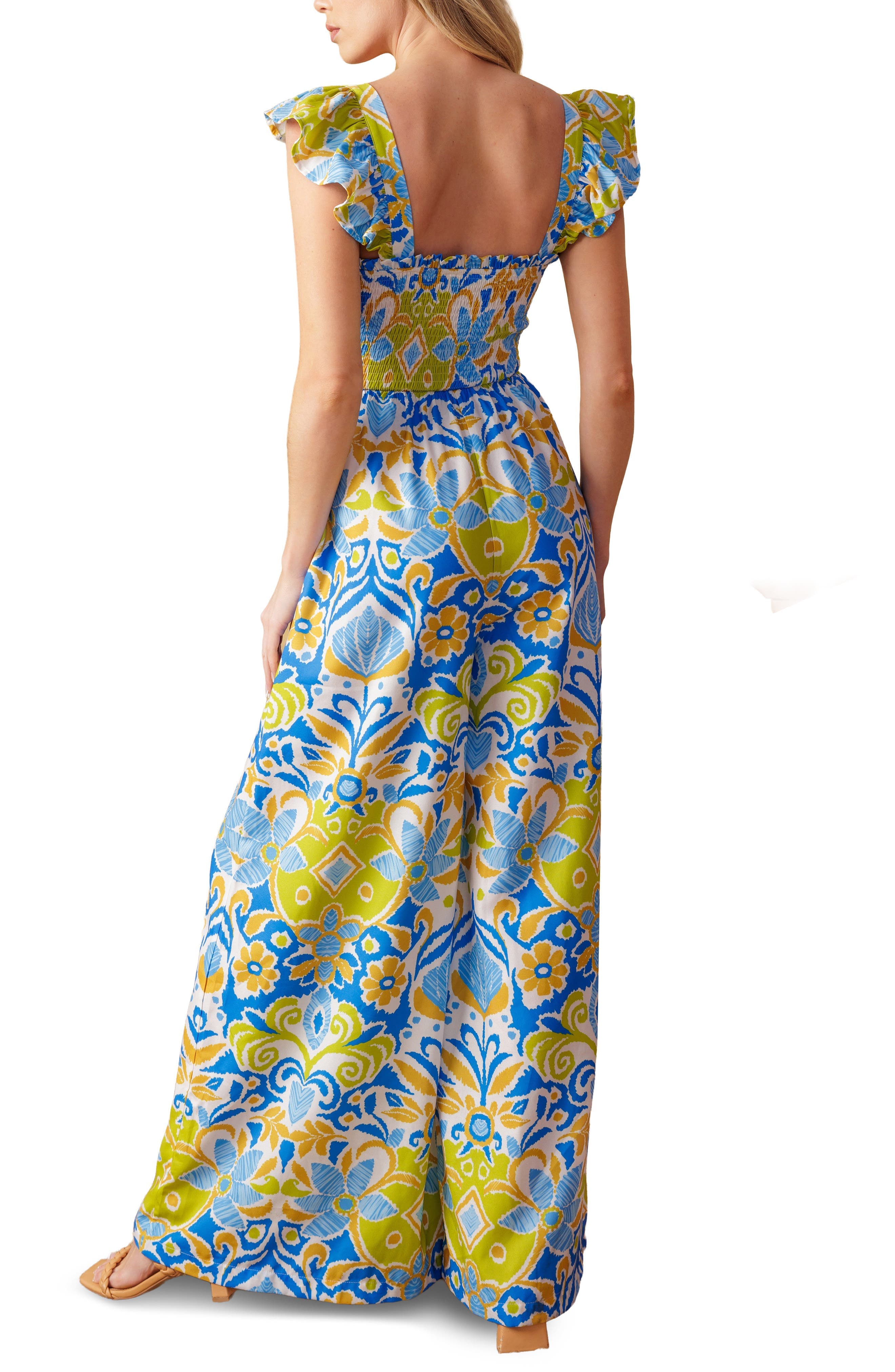 Smocked Flutter Sleeve Jumpsuit - image 2