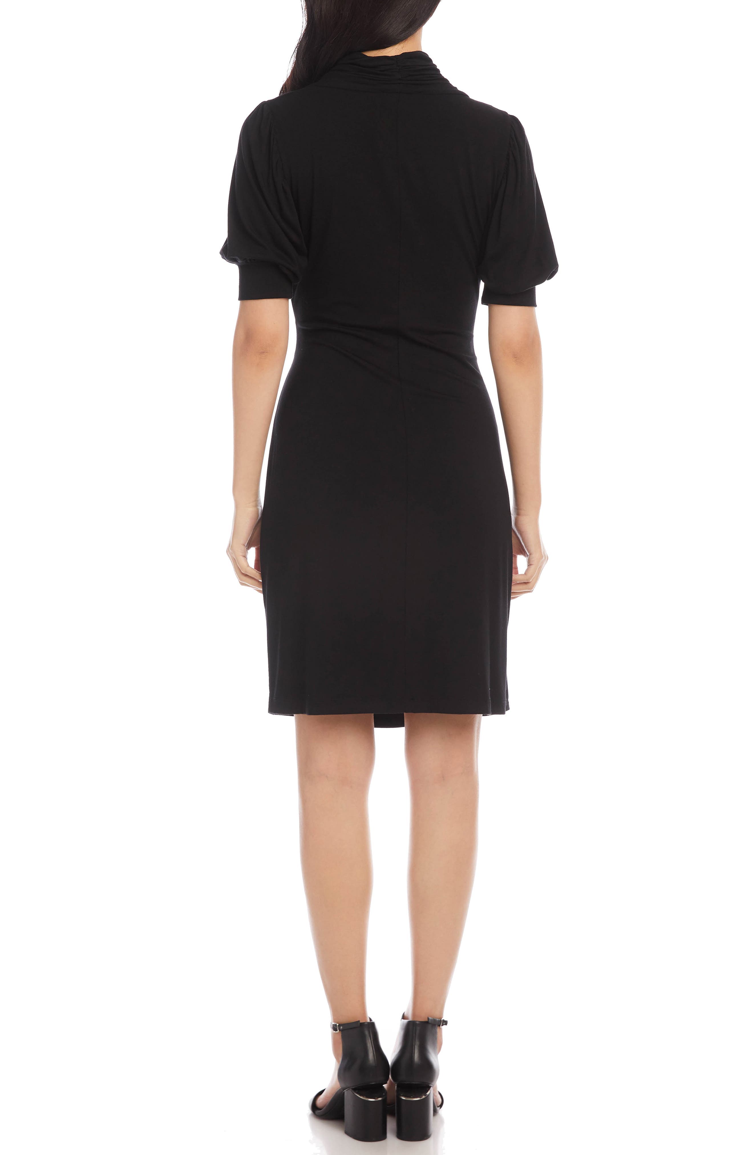 Puff Sleeve Jersey Faux Wrap Dress - image 2